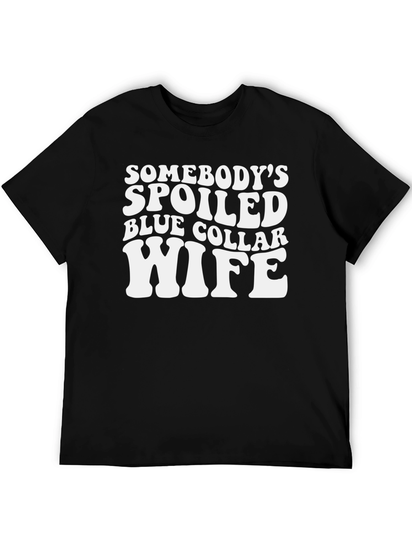 Black Spoiled Wife Graphic T-Shirt - Black Crew Neck Tee view 5