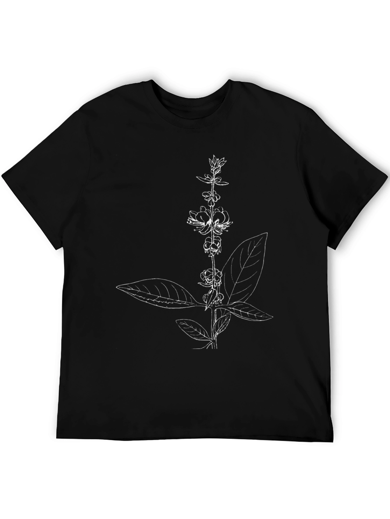 Black Botanical Print Black T-Shirt view 5