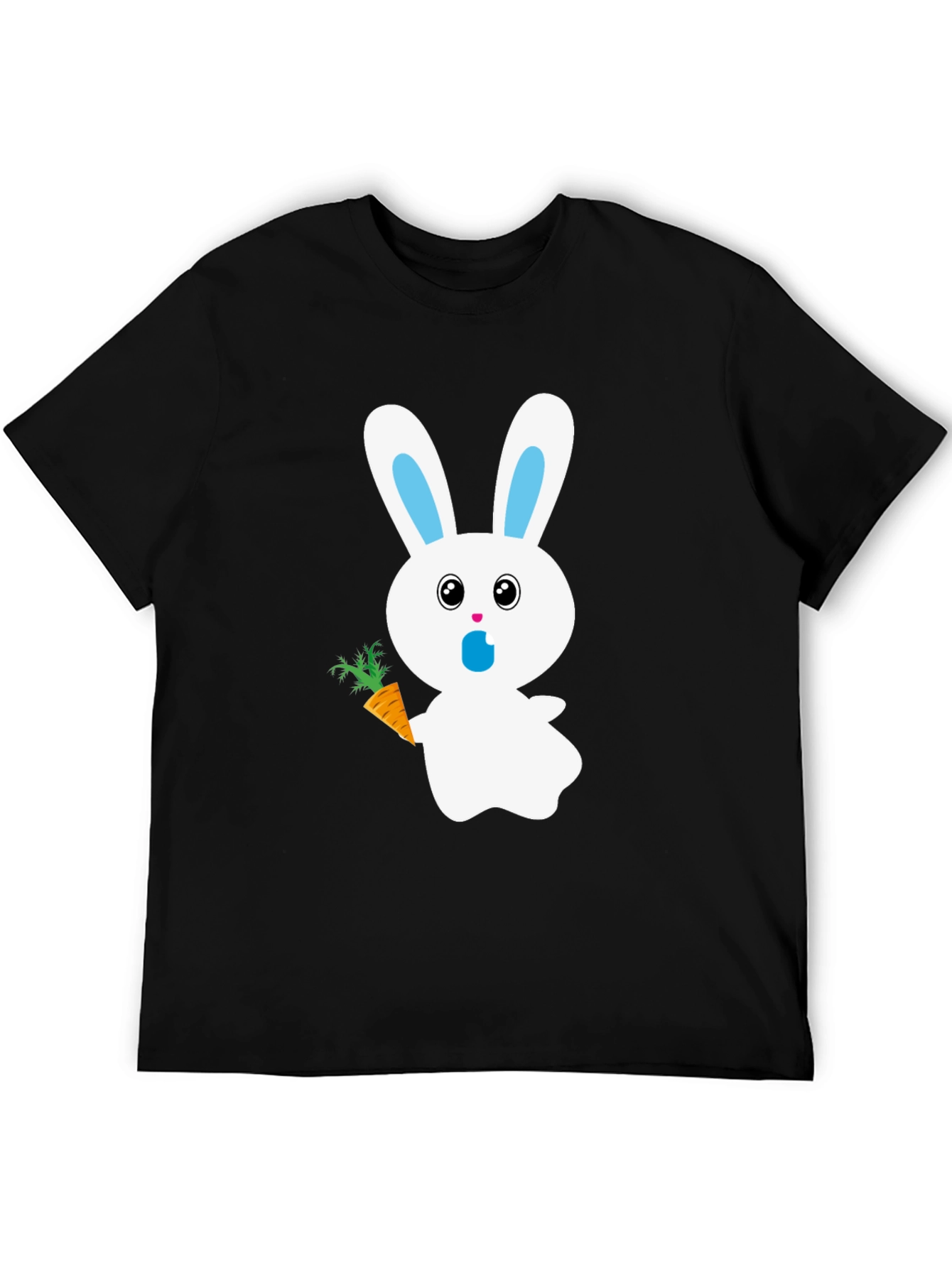 Bunny with Carrot Graphic Tee - Black Cotton T-Shirt - 5