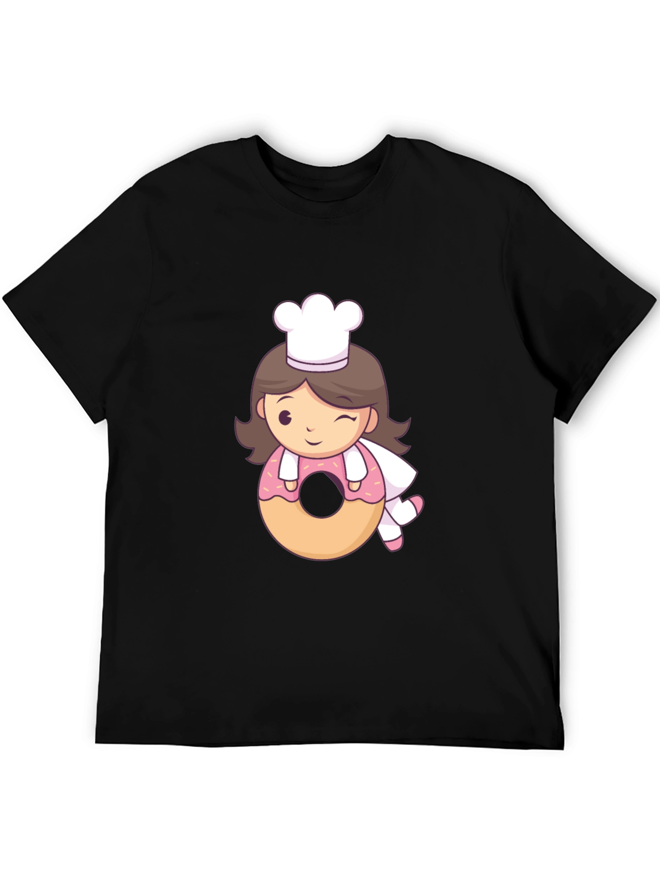Black Chef Donut T-Shirt - Cute Cartoon Style! view 5
