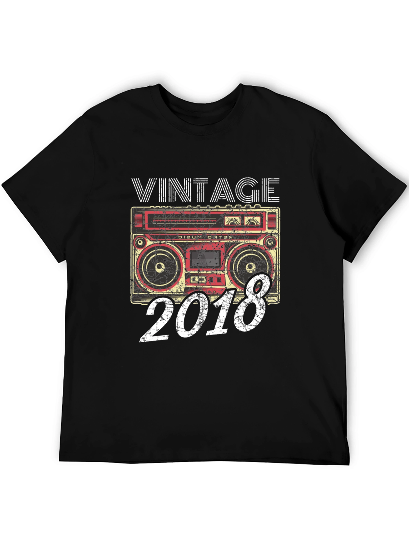 Black Vintage 2018 Boombox T-Shirt view 5