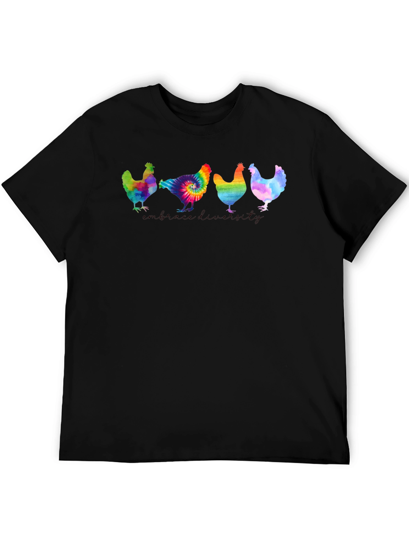 Black Embrace Diversity Chickens Graphic Tee view 5