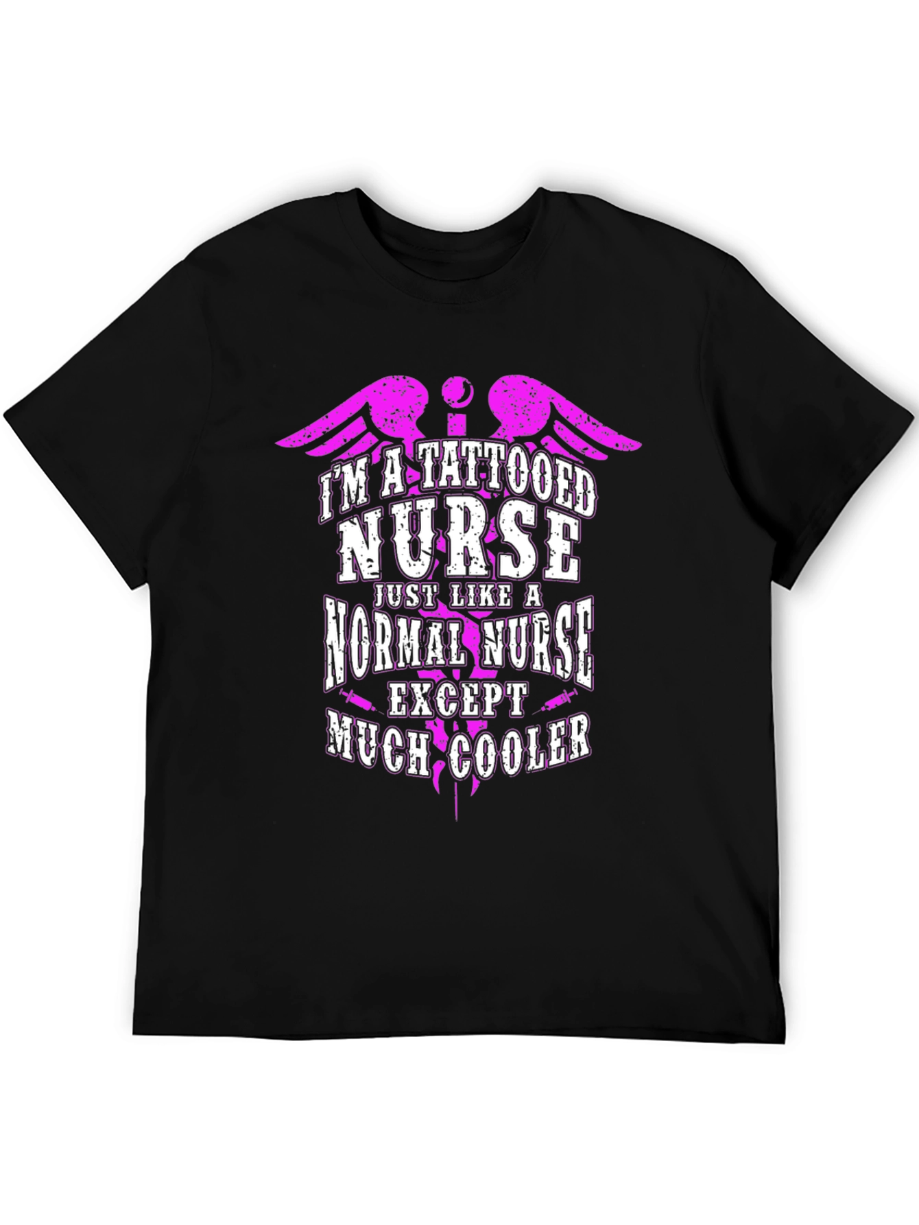 Black Tattooed Nurse Novelty Graphic T-Shirt view 5
