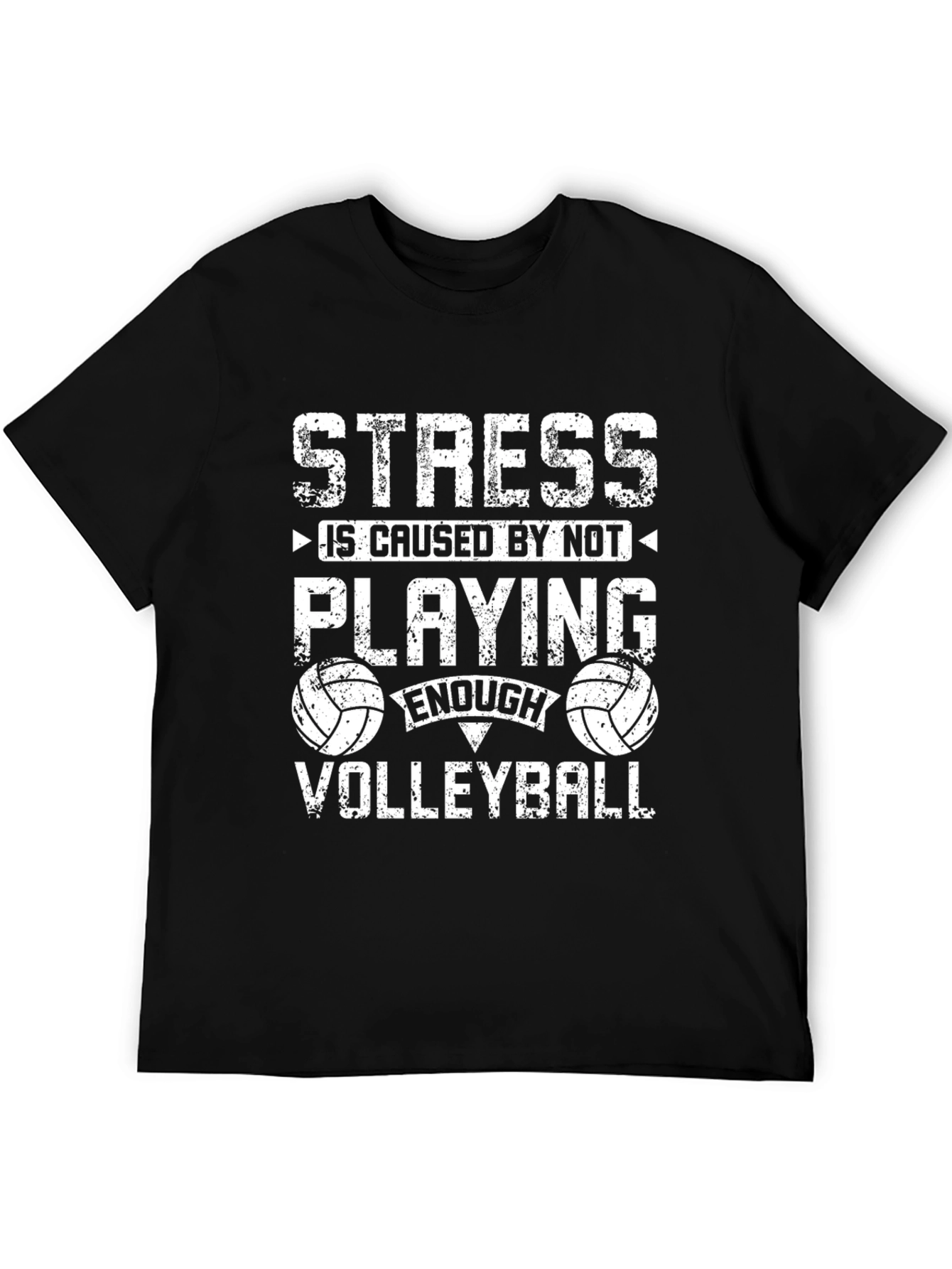 Black Volleyball Stress Relief T-Shirt view 5