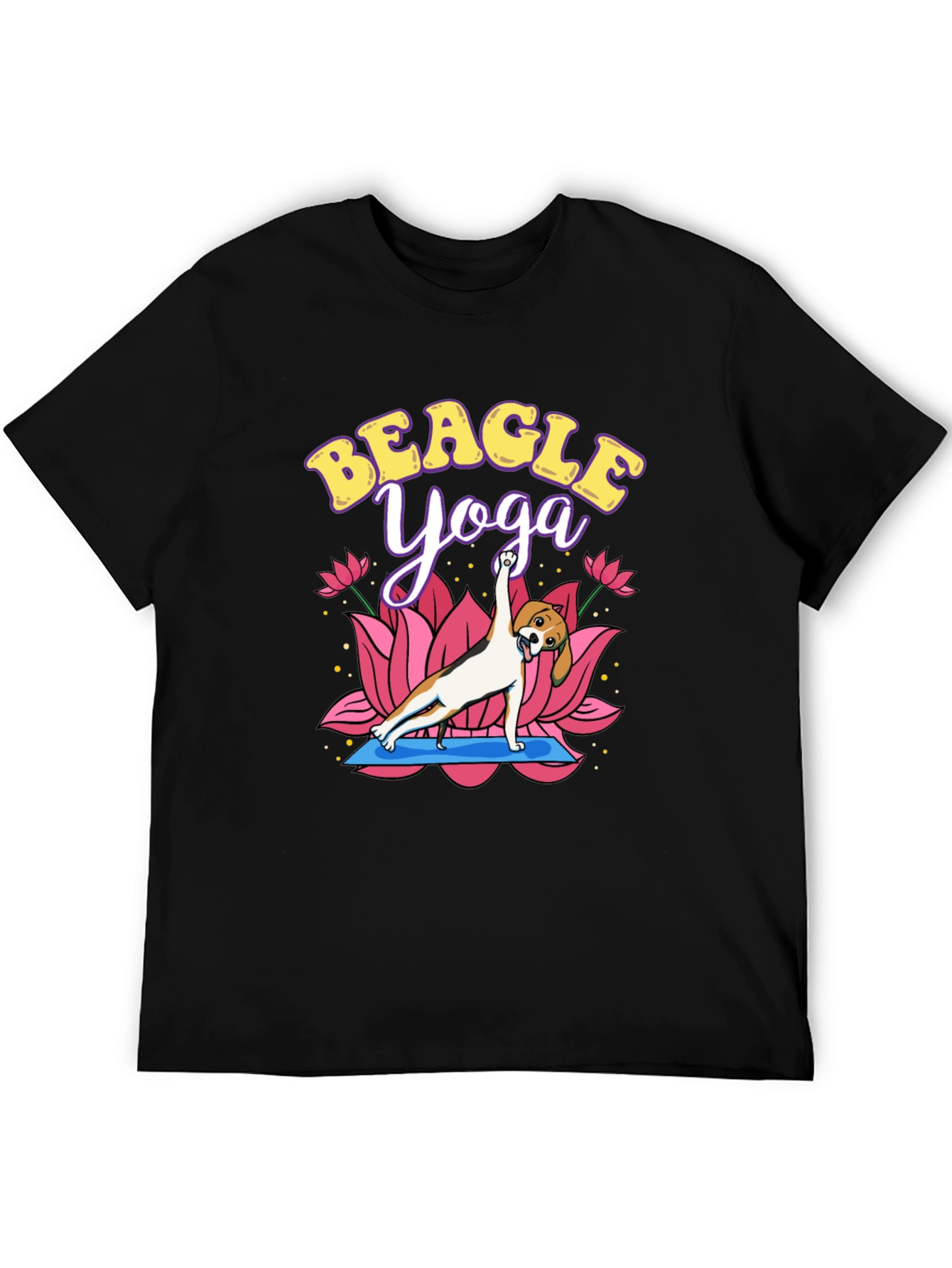 Black Beagle Yoga T-Shirt - Cute Dog Lotus Pose Tee view 5