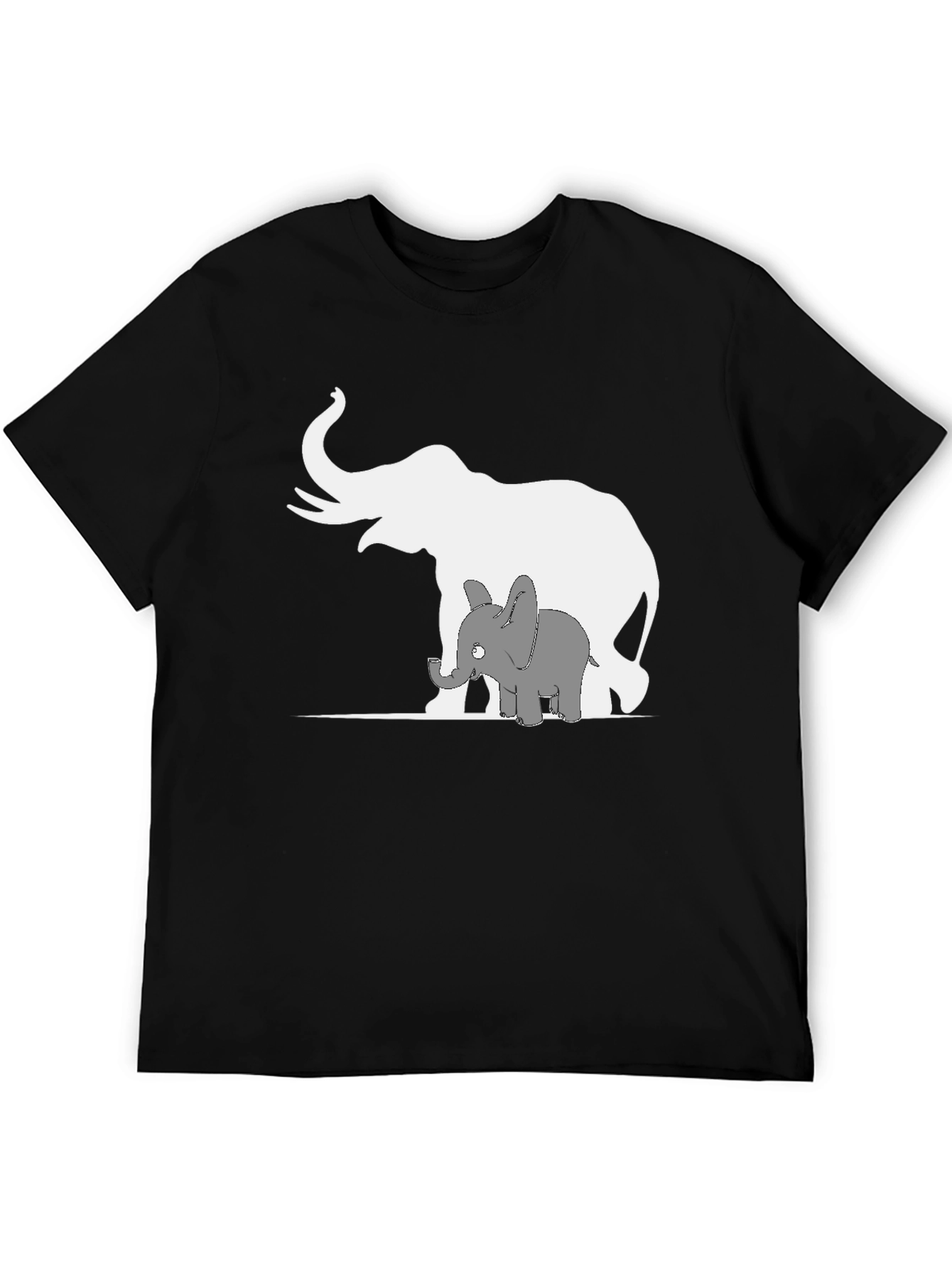 Black Elephant Family Graphic Tee - Black Cotton Casual Shirt view 5