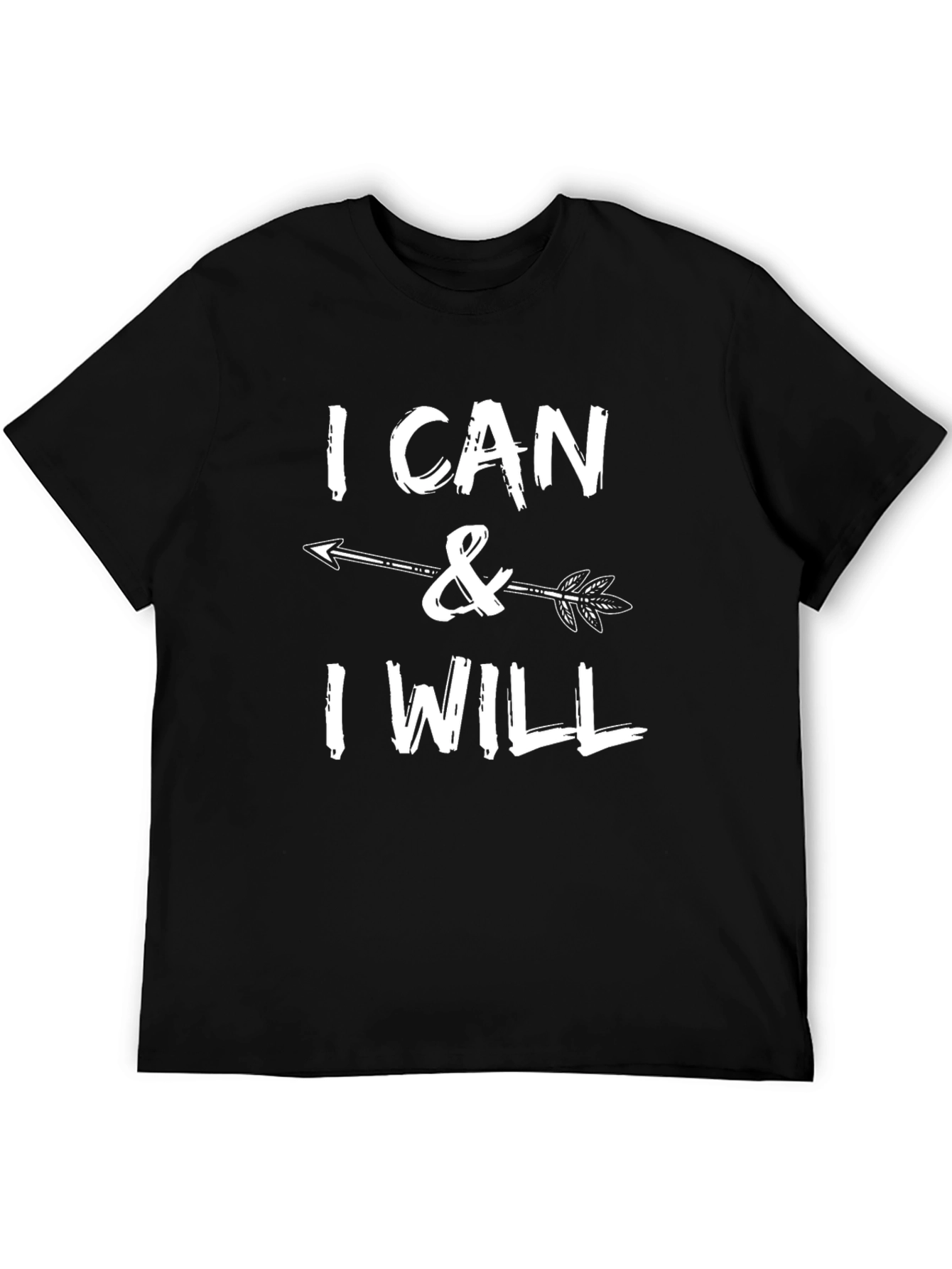 Black I Can & I Will Arrow Graphic Black T-Shirt view 5