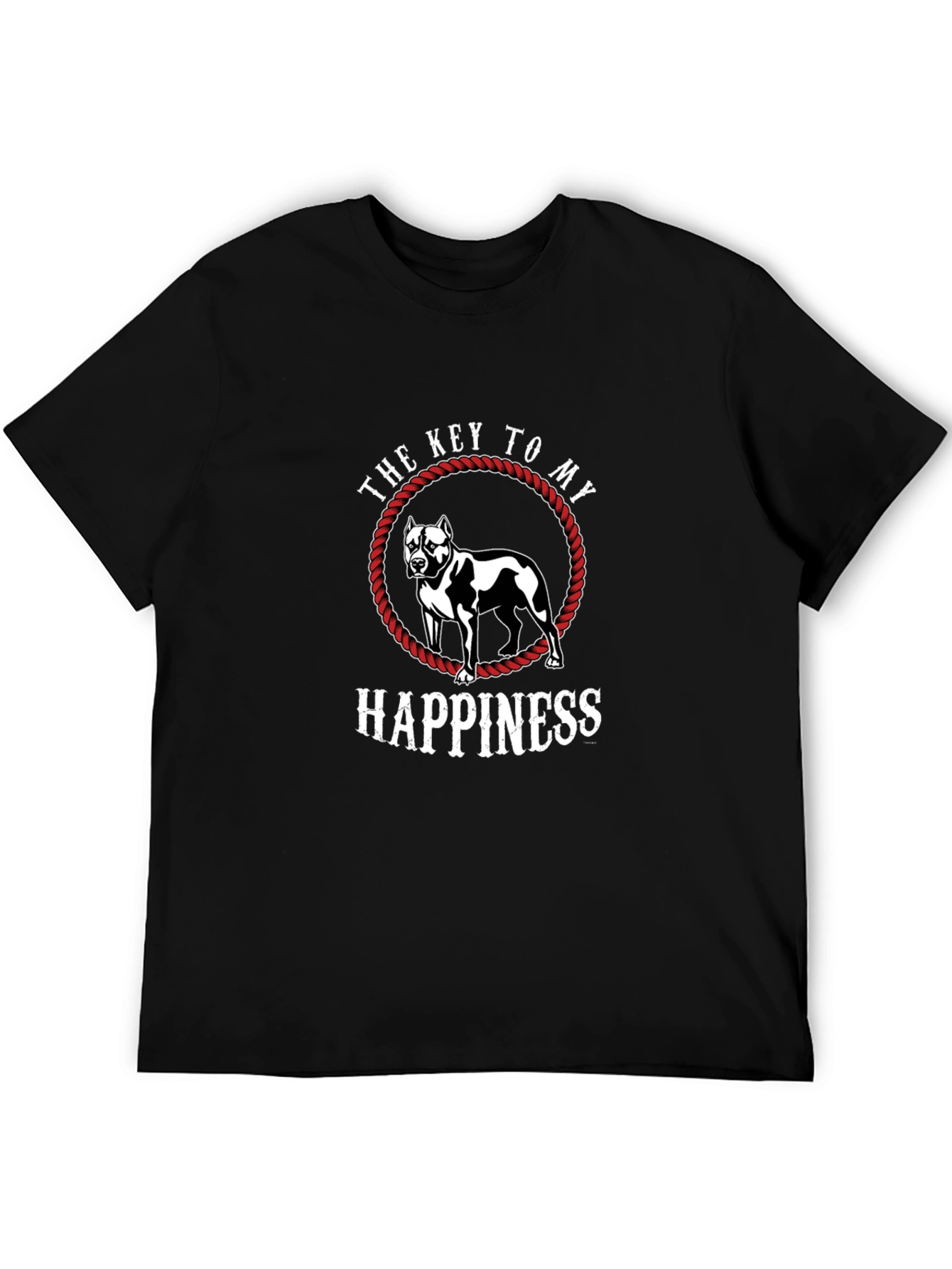 Black Pitbull Happiness Graphic Tee - Men's Black T-Shirt view 5