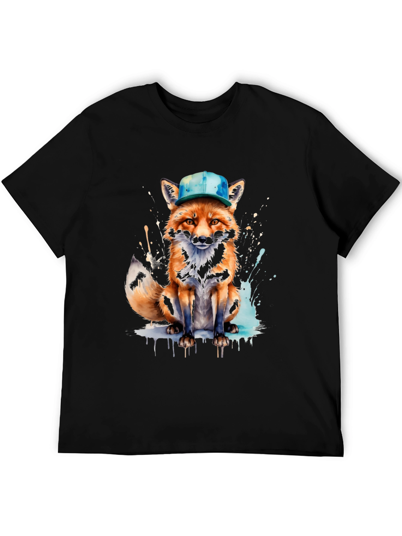 Black Fox with Hat Graphic Tee - Unique Design view 5
