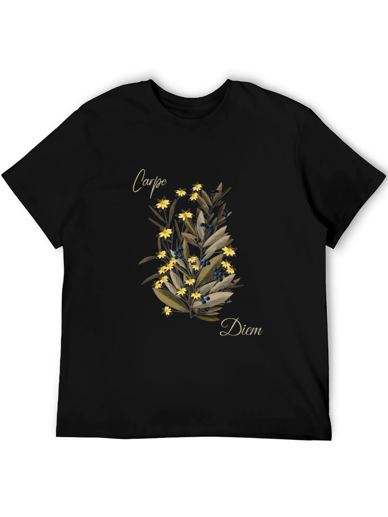 Black Carpe Diem Floral T-Shirt - Seize the Day view 5