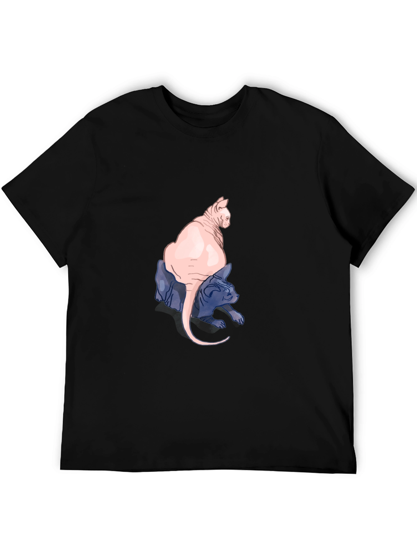 Black Two Hairless Cats Black T-Shirt view 5
