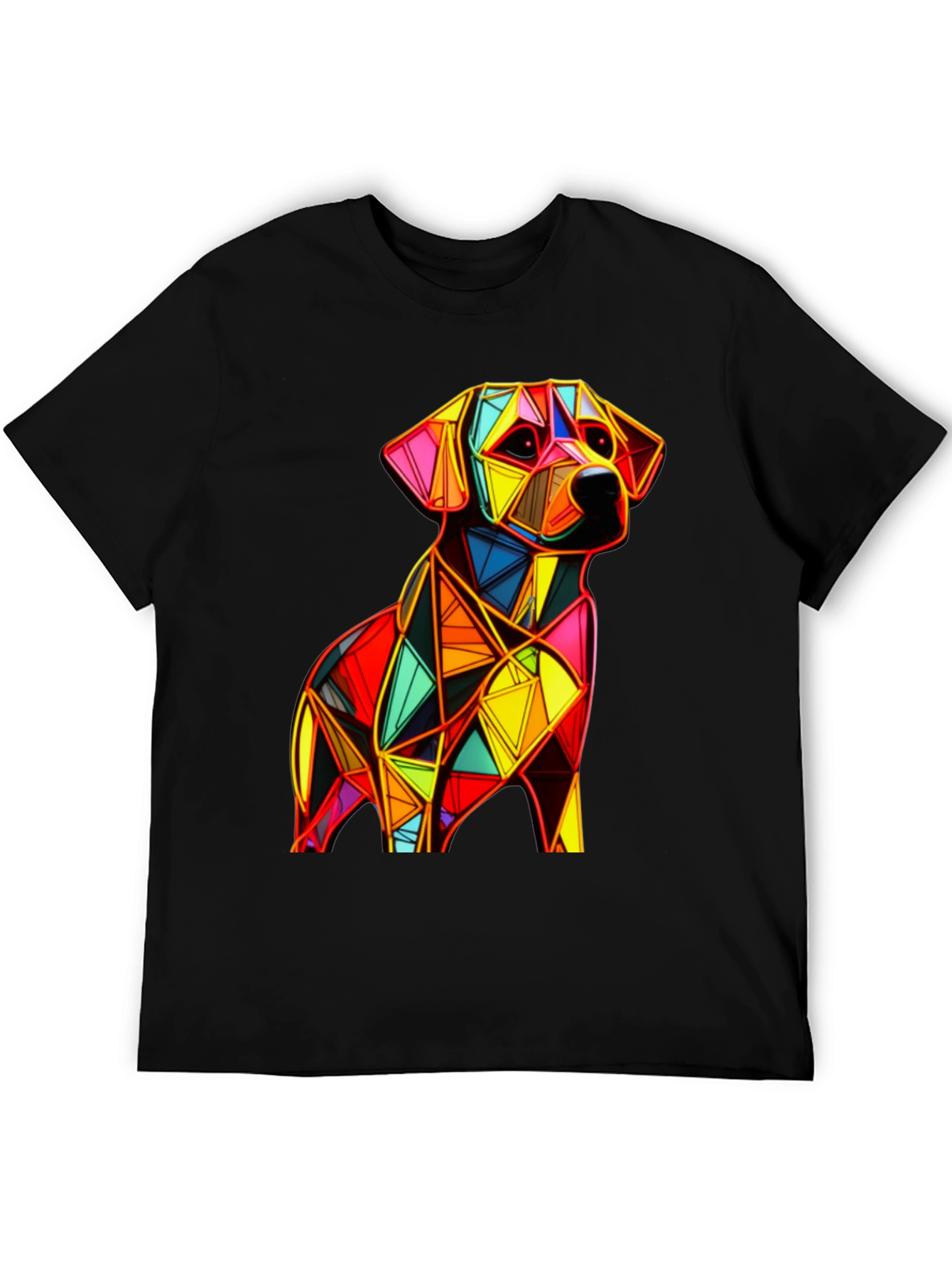 Black Geometric Dog Graphic Black T-Shirt view 5