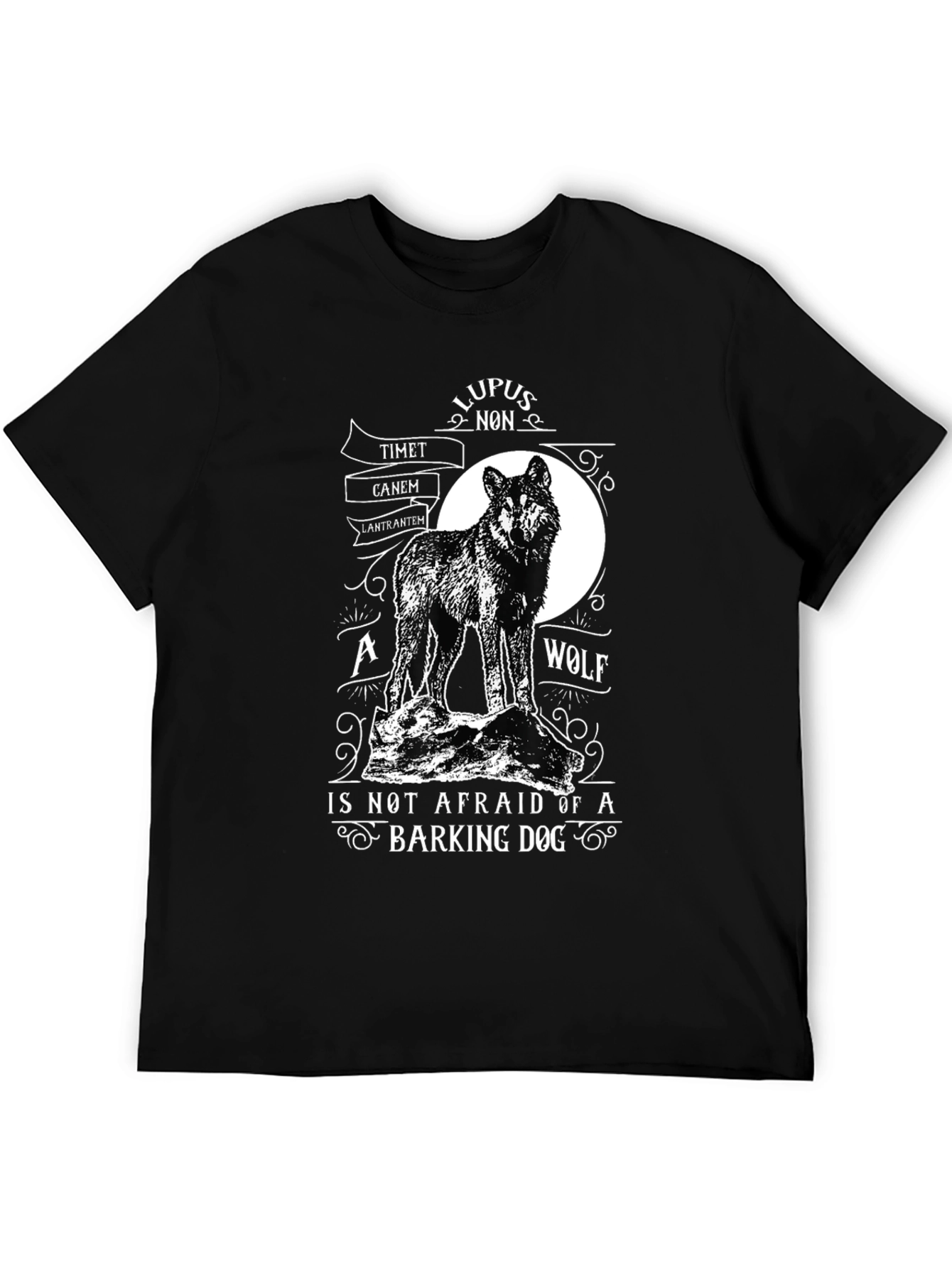Black Wolf Graphic Tee - Lupus Non Timet Canem - Black Cotton view 5