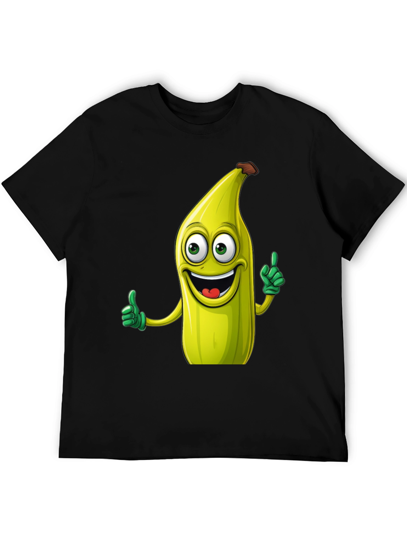 Black Funny Banana Cartoon Black T-Shirt view 5