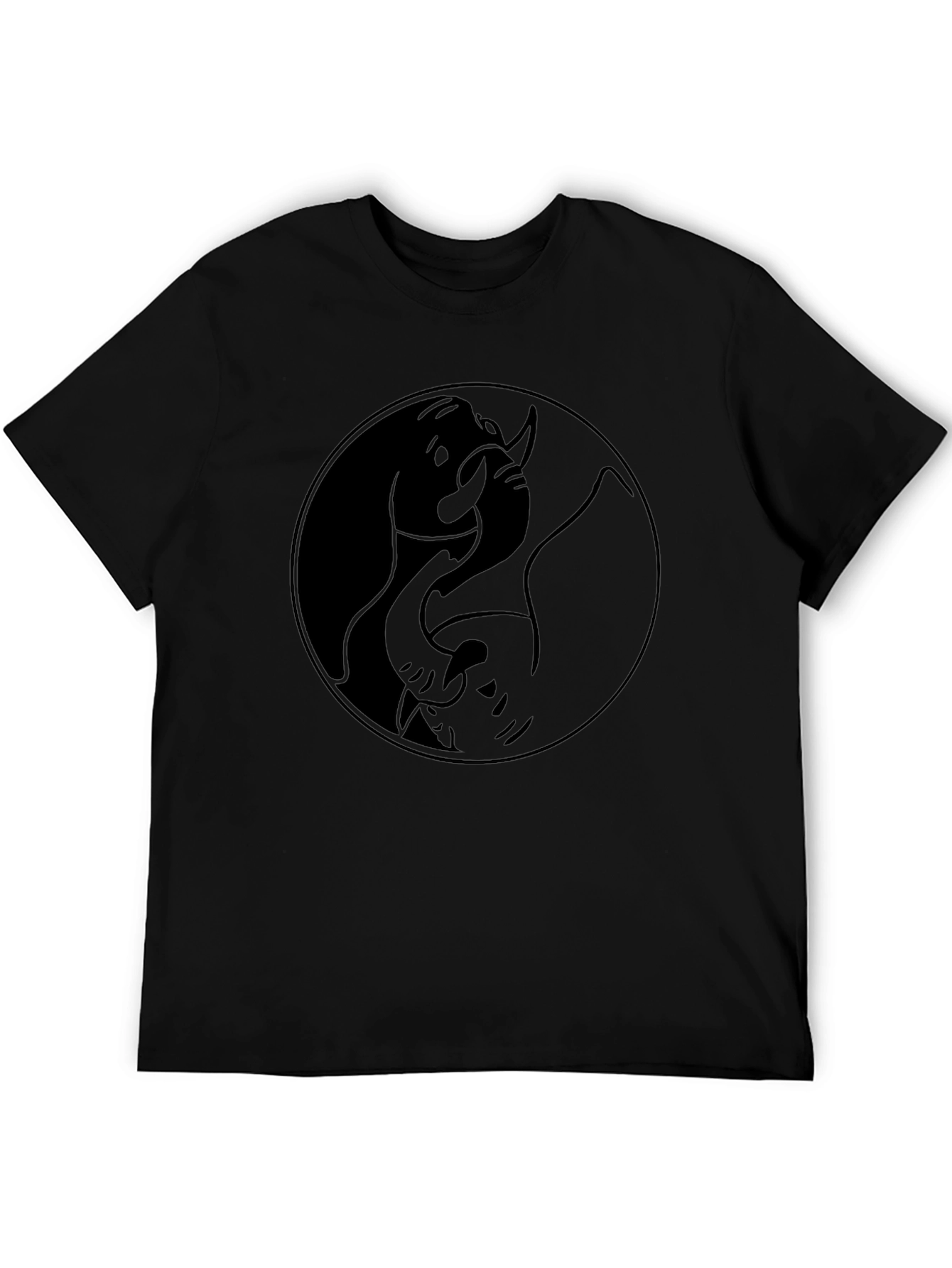 Black Yin Yang Elephant Graphic Tee - Stylish Black T-Shirt view 5