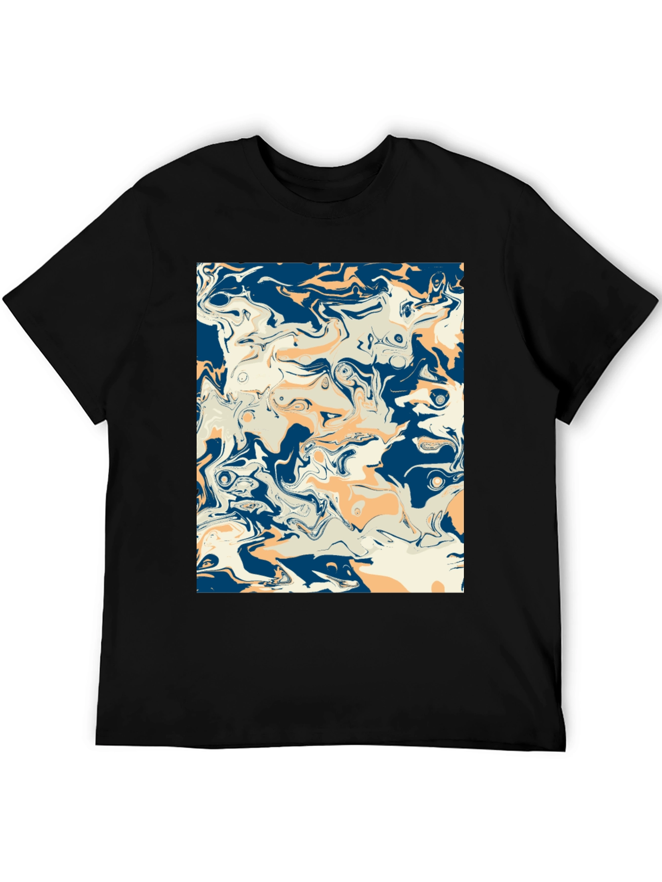 Black Abstract Swirl Graphic Tee - Stylish Men's Black T-Shirt view 5