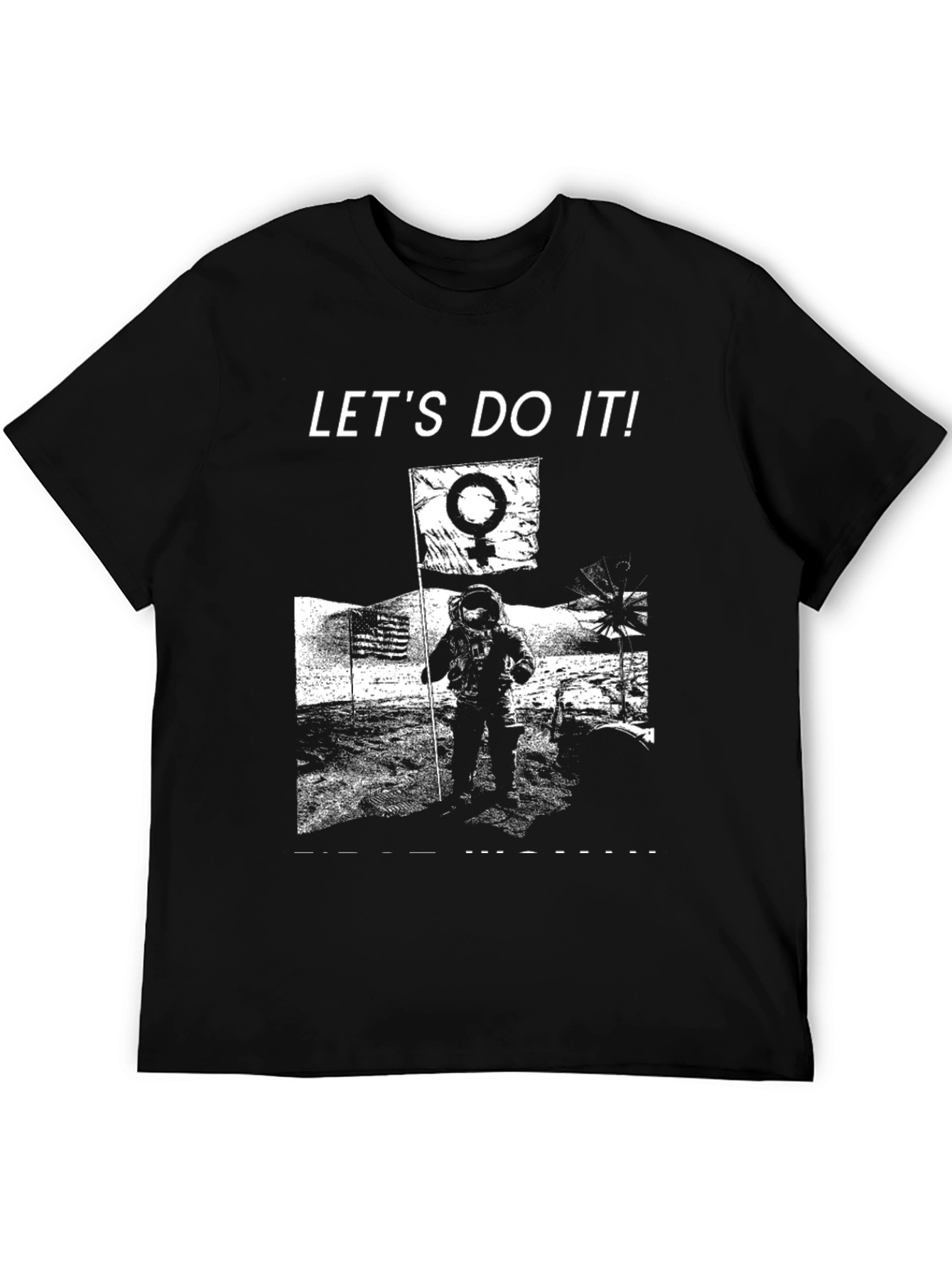 Black Let's Do It! Moon Landing Graphic T-Shirt view 5
