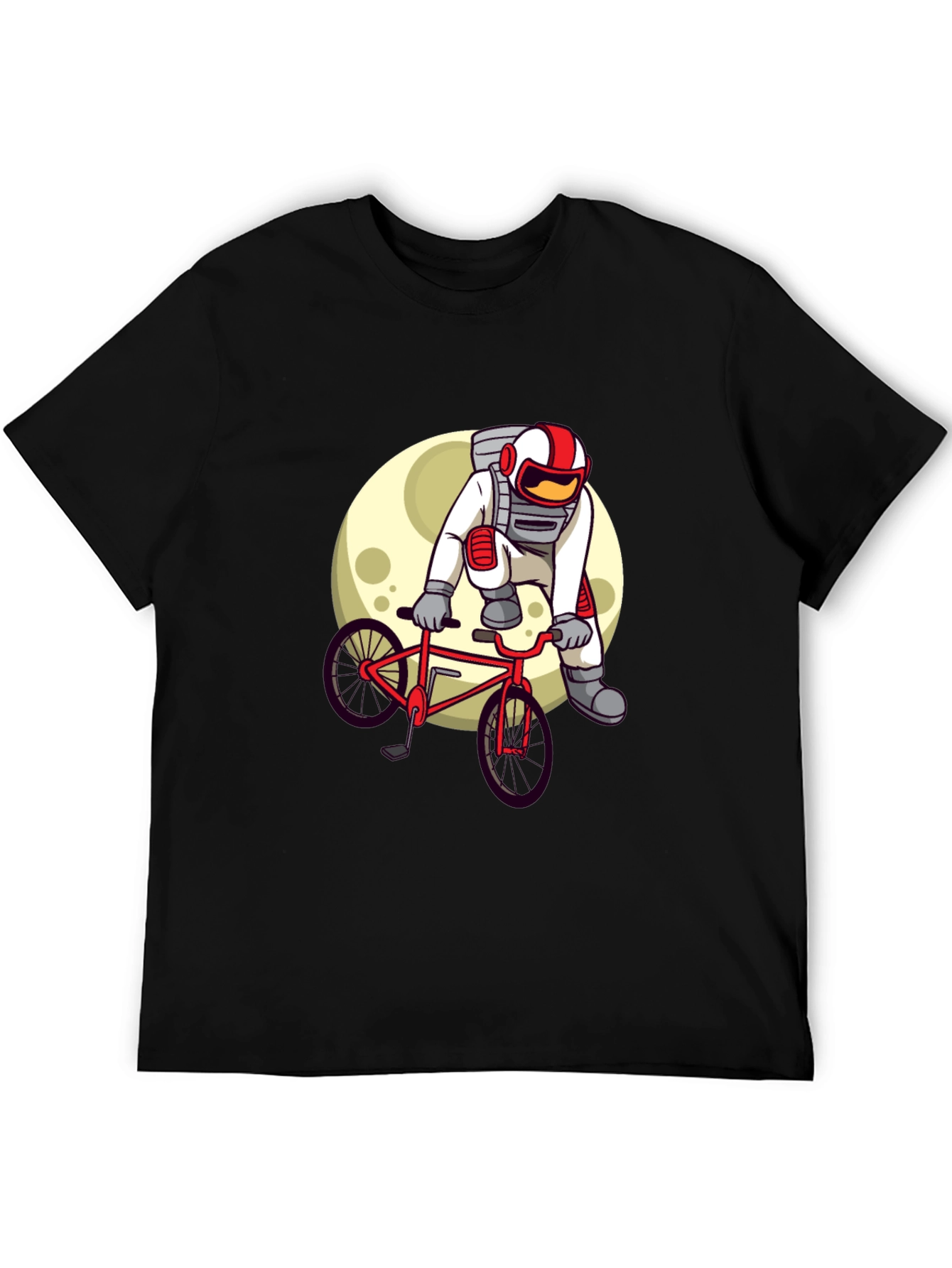Black Astronaut Biker Graphic Tee - Space Adventure Shirt view 5