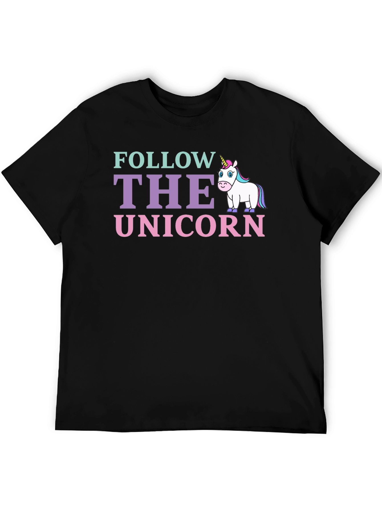 Black Follow The Unicorn Graphic T-Shirt view 5