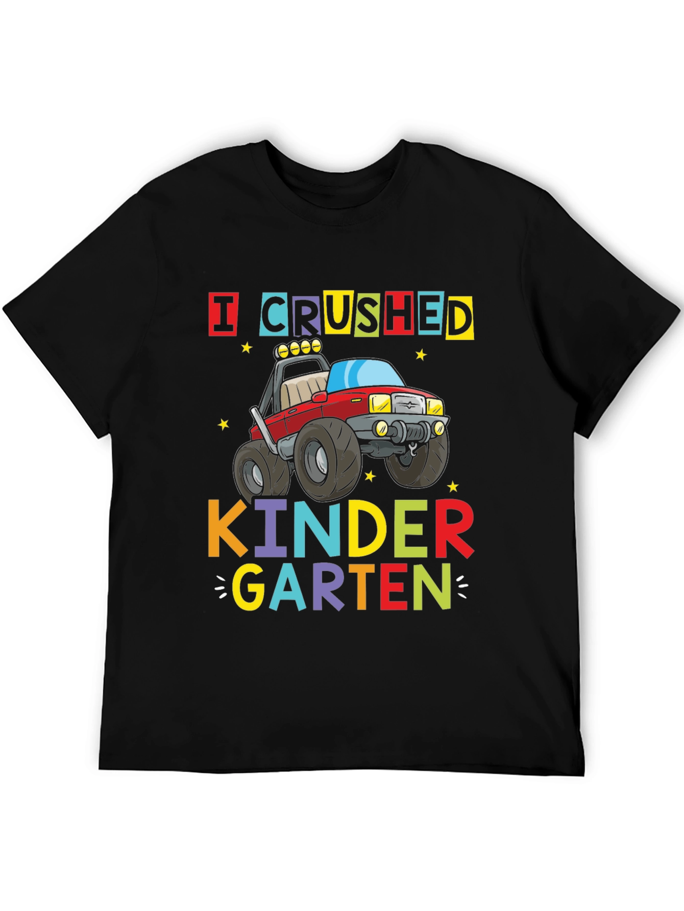 Black Crushed Kindergarten Monster Truck Graphic Tee view 5