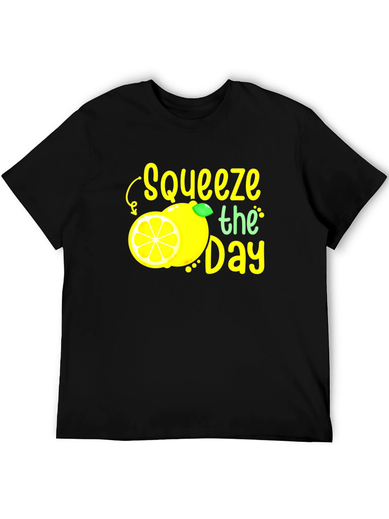 Black Squeeze the Day Graphic Tee - Black Cotton T-Shirt view 5