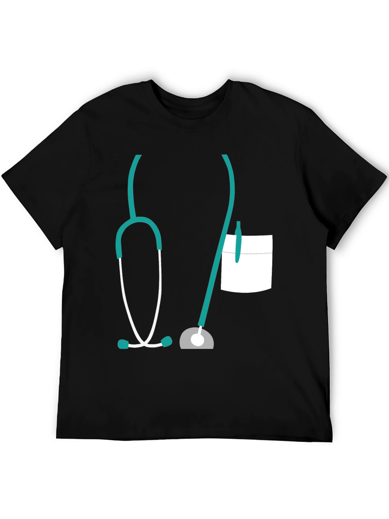 Black Doctor Stethoscope Graphic Tee - Novelty Medical Shirt view 5
