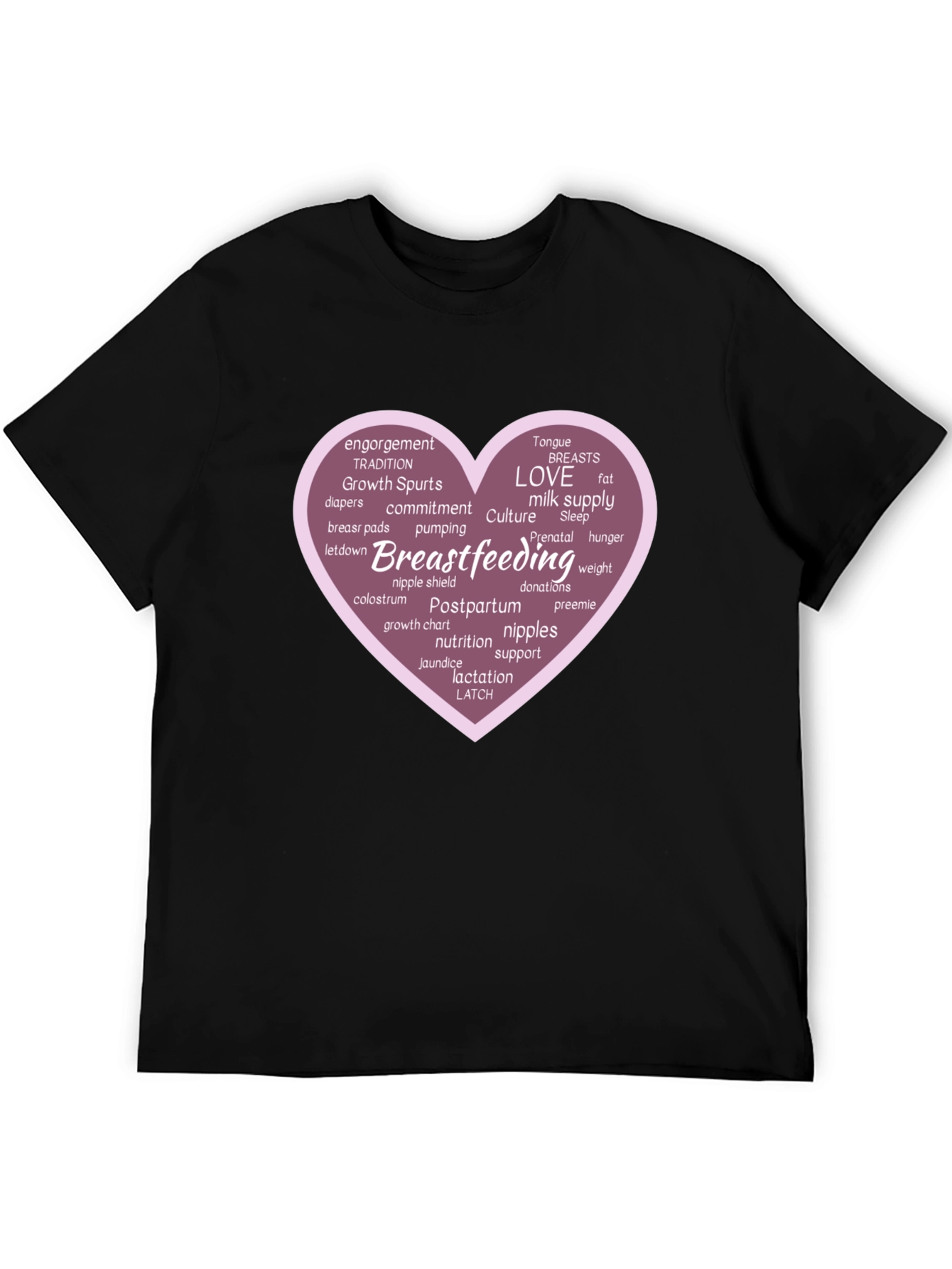 Black Breastfeeding Love Heart Graphic Tee view 5