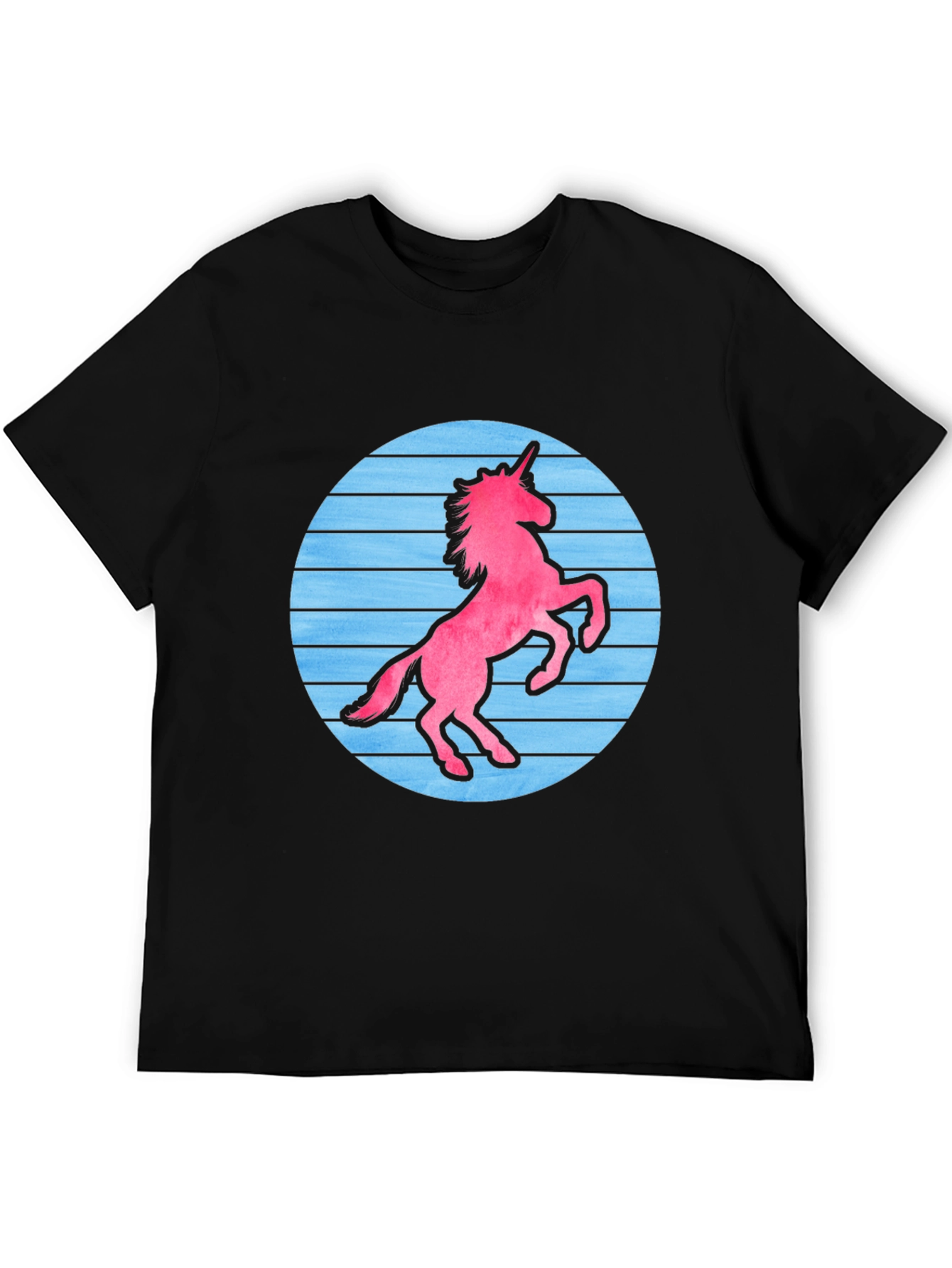 Black Retro Unicorn Graphic T-Shirt - Black Cotton Blend view 5