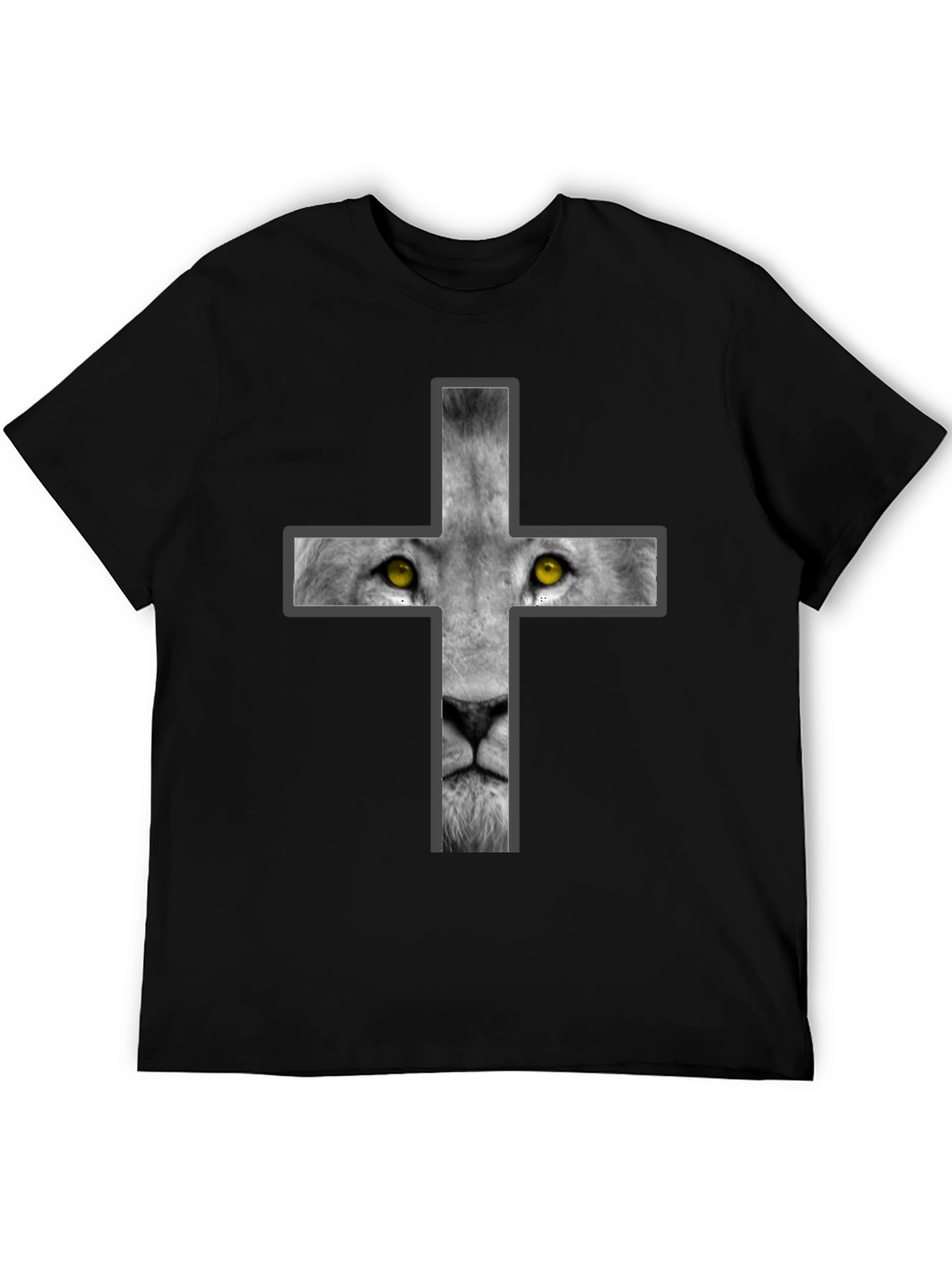 Black Lion Cross Graphic Tee - Black Cotton Blend view 5