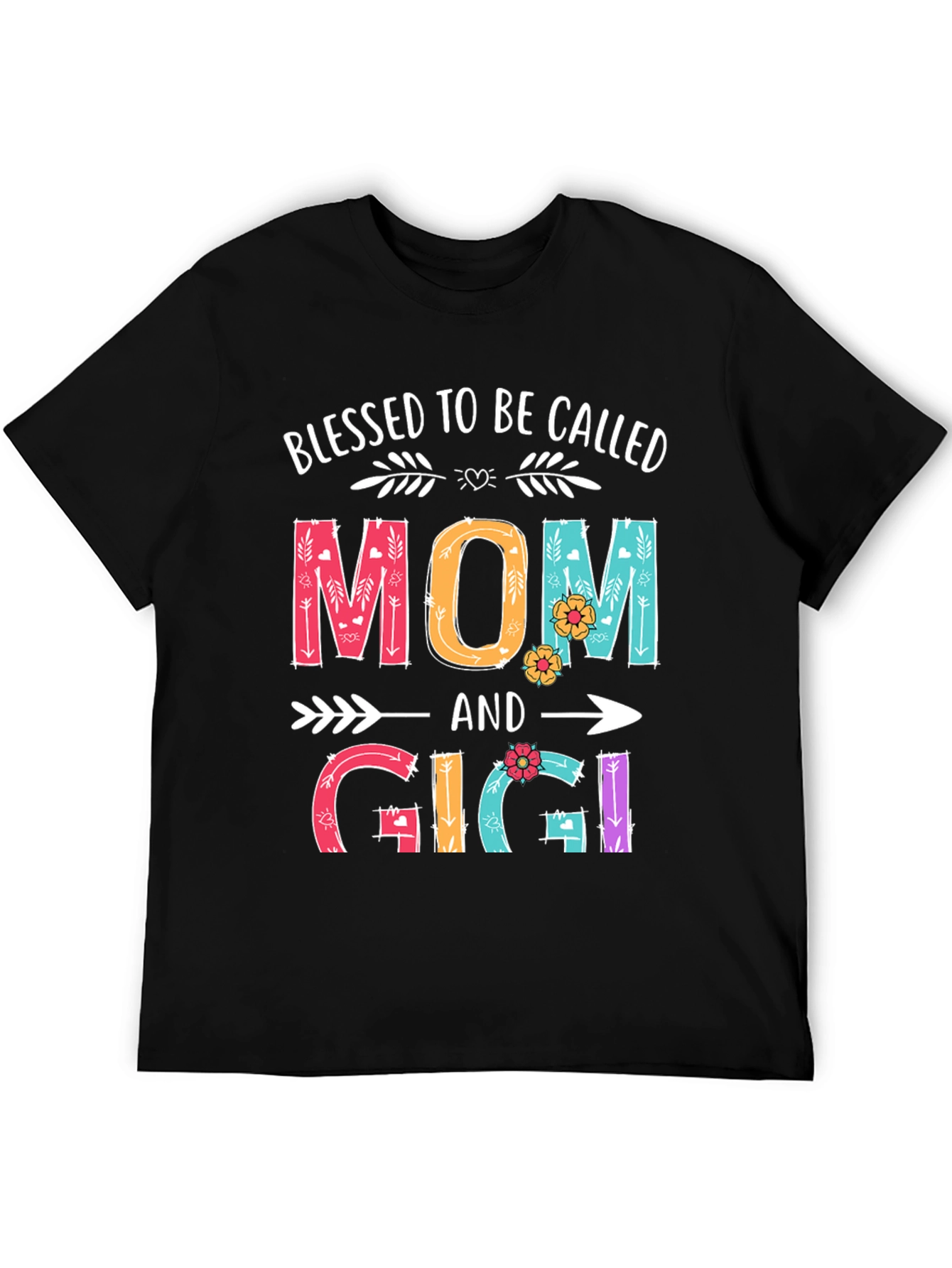 Black Blessed To Be Called Mom and Gigi T-Shirt view 5