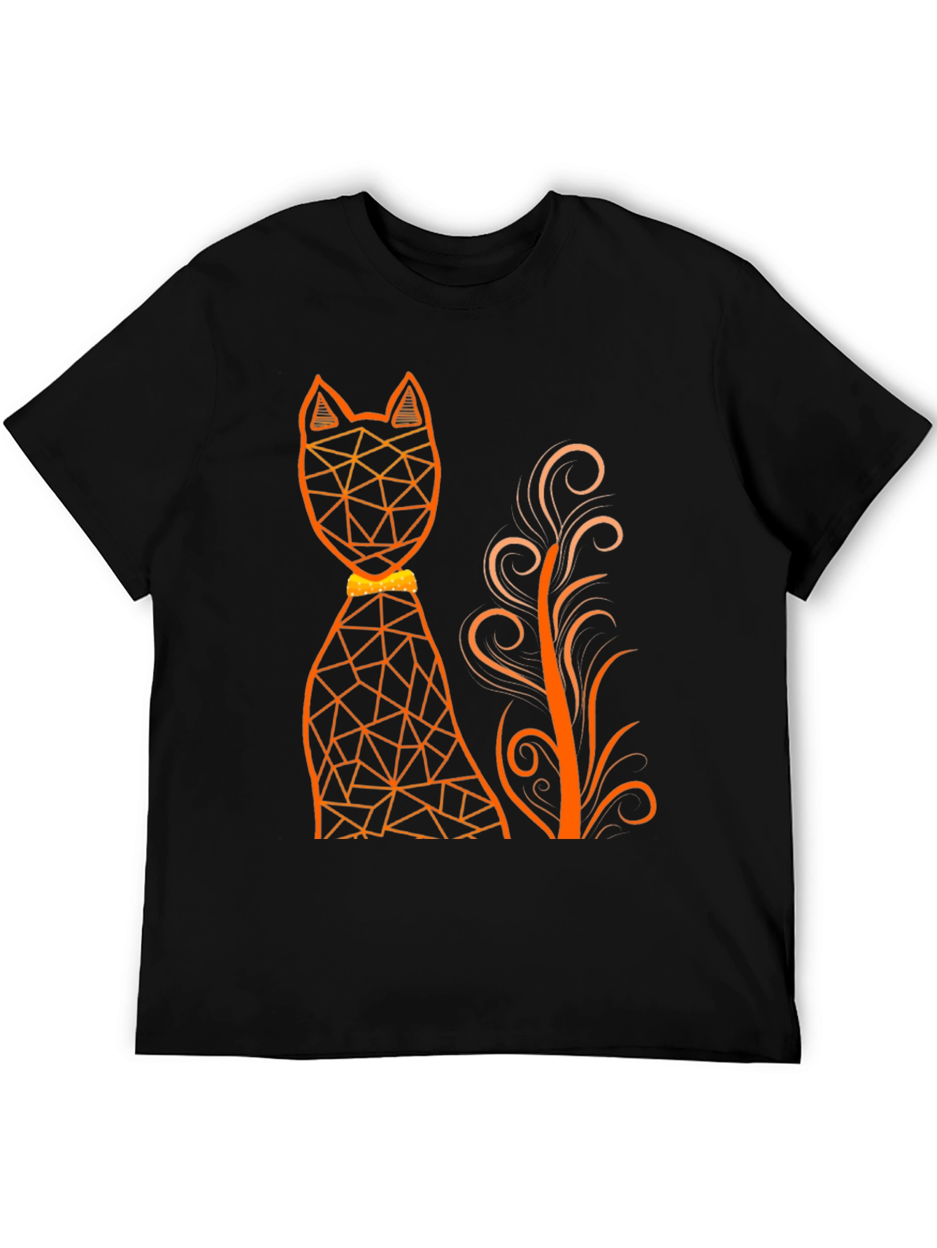 Black Geometric Cat Graphic Tee - Modern Art T-Shirt view 5