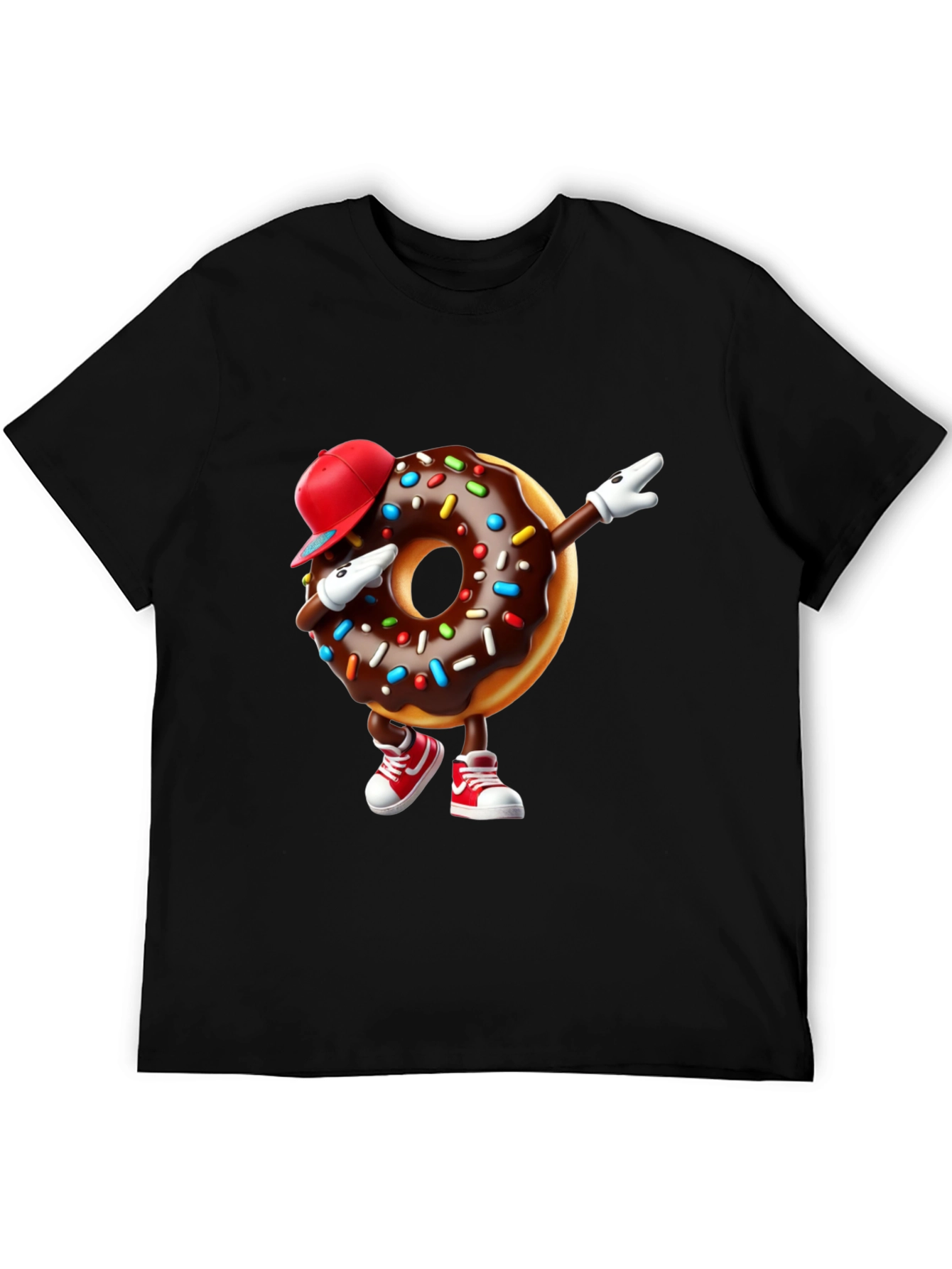 Black Dabbing Donut T-Shirt - Fun Foodie Fashion view 5