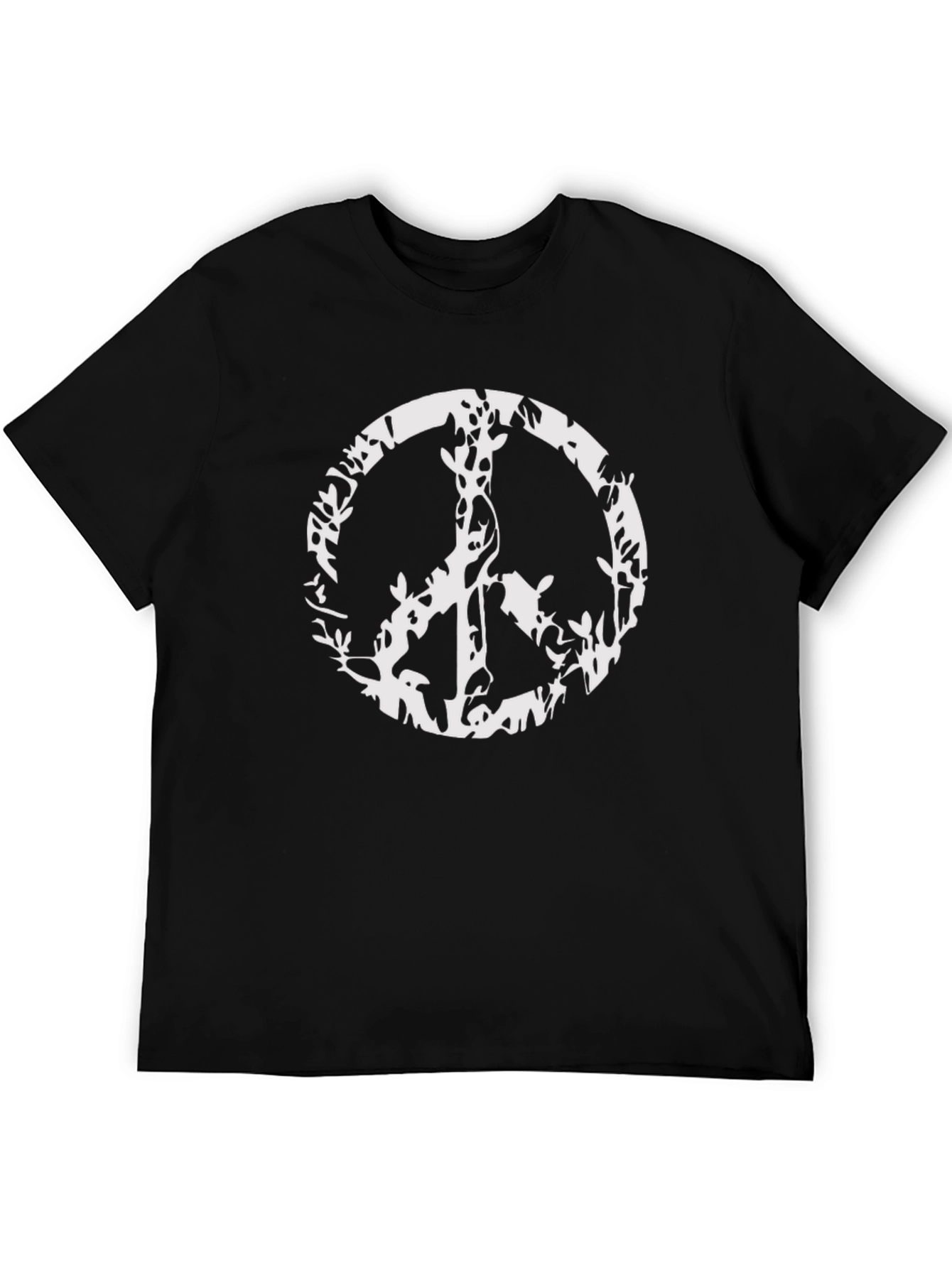 Black Peace Sign Graphic Tee - Black Cotton Blend view 5