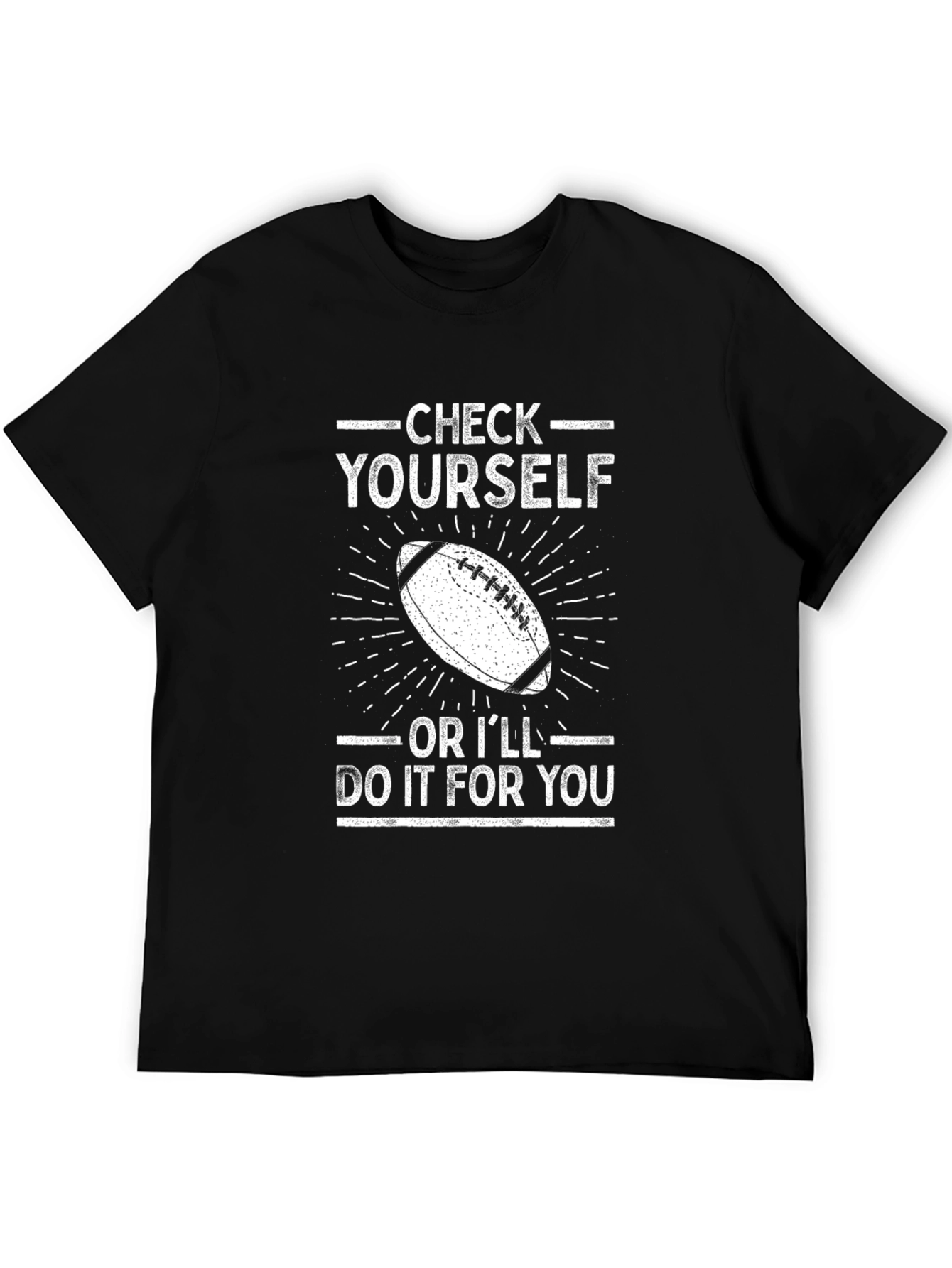 Black Check Yourself Football Graphic Tee view 5