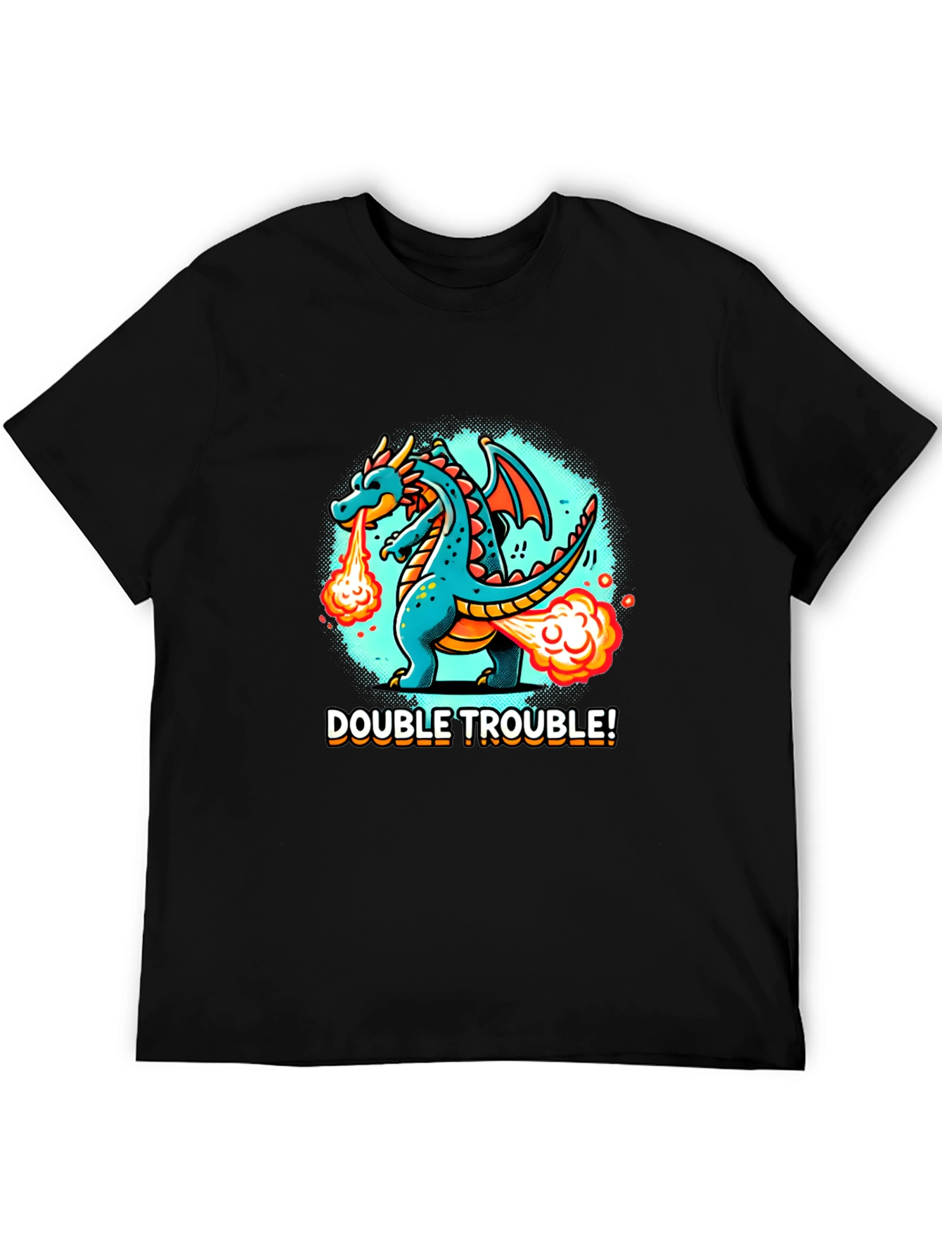 Black Double Trouble Dragon Graphic Tee - Black view 5