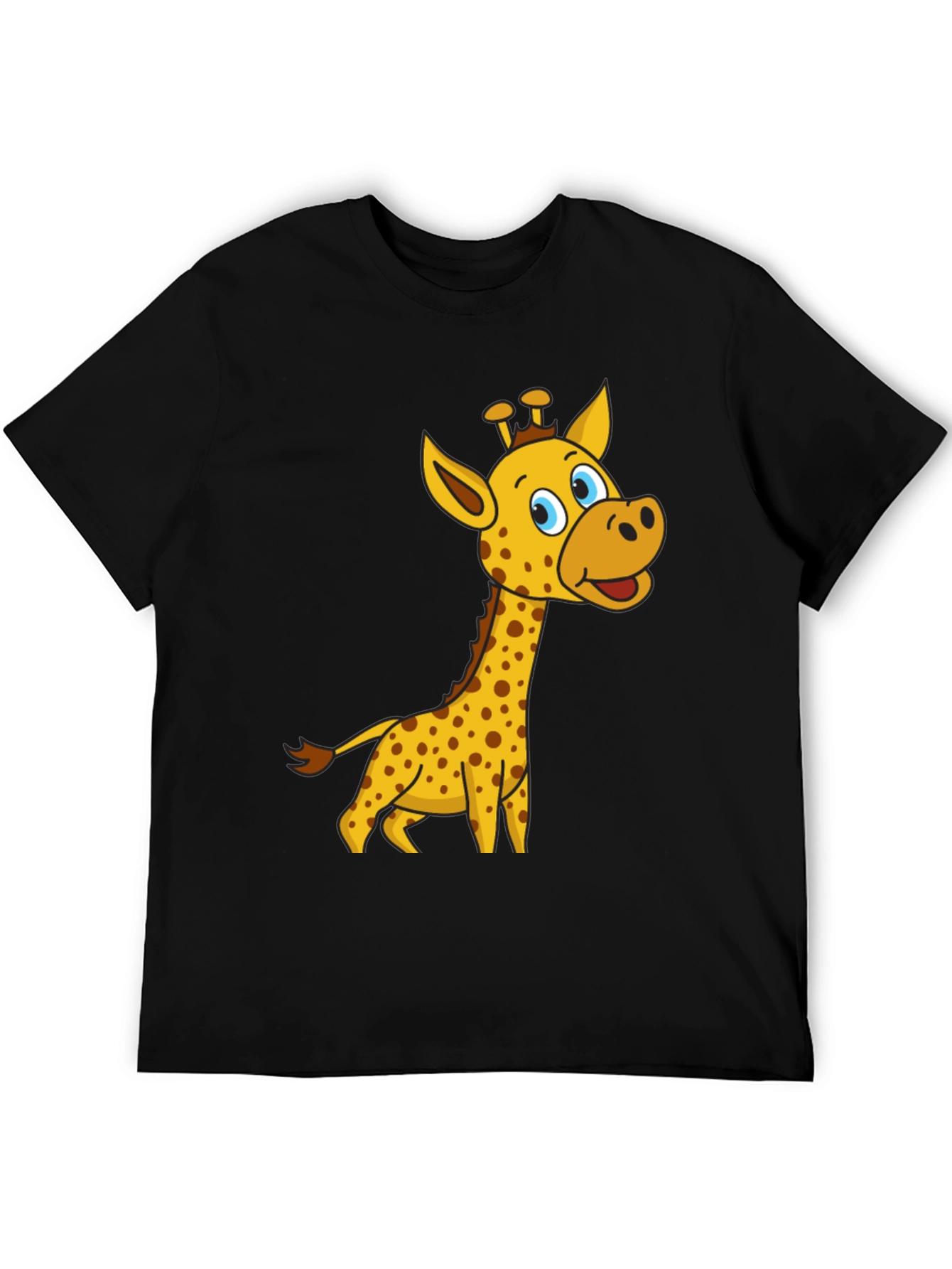 Black Cartoon Giraffe Black T-Shirt view 5