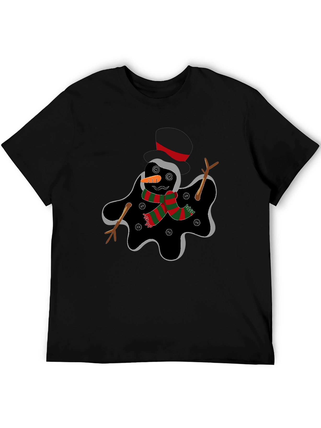 Black Melting Snowman Graphic Tee - Funny Holiday Shirt view 5