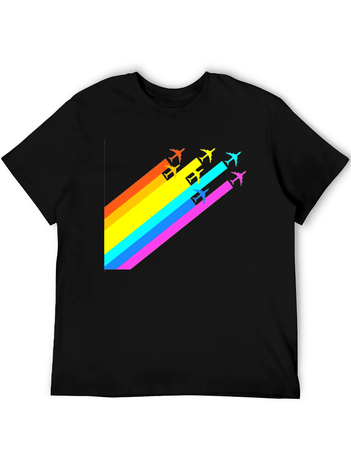 Black Rainbow Airplane Trail Graphic T-Shirt view 5