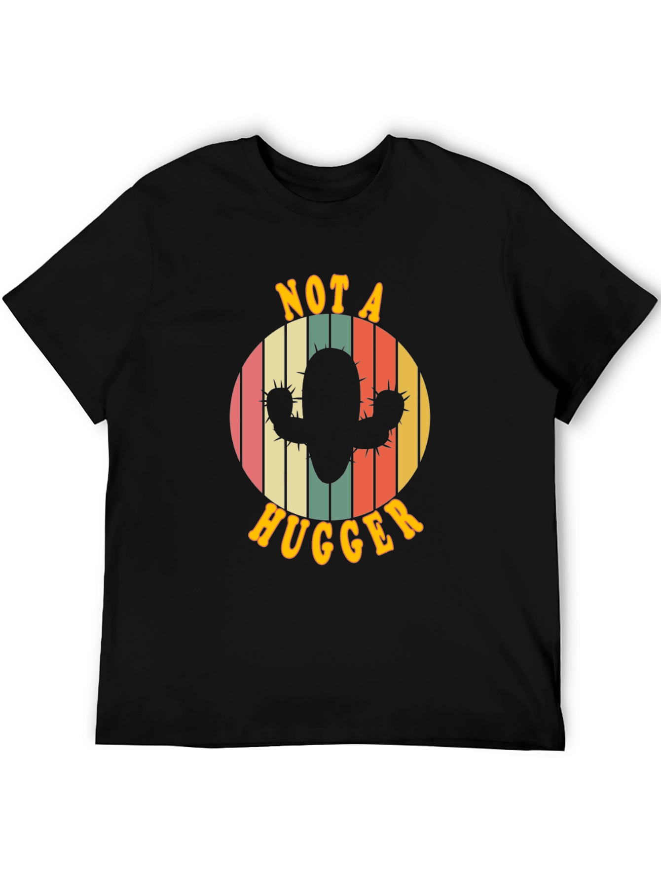 Black Not A Hugger Cactus Graphic Tee - Retro Style view 5
