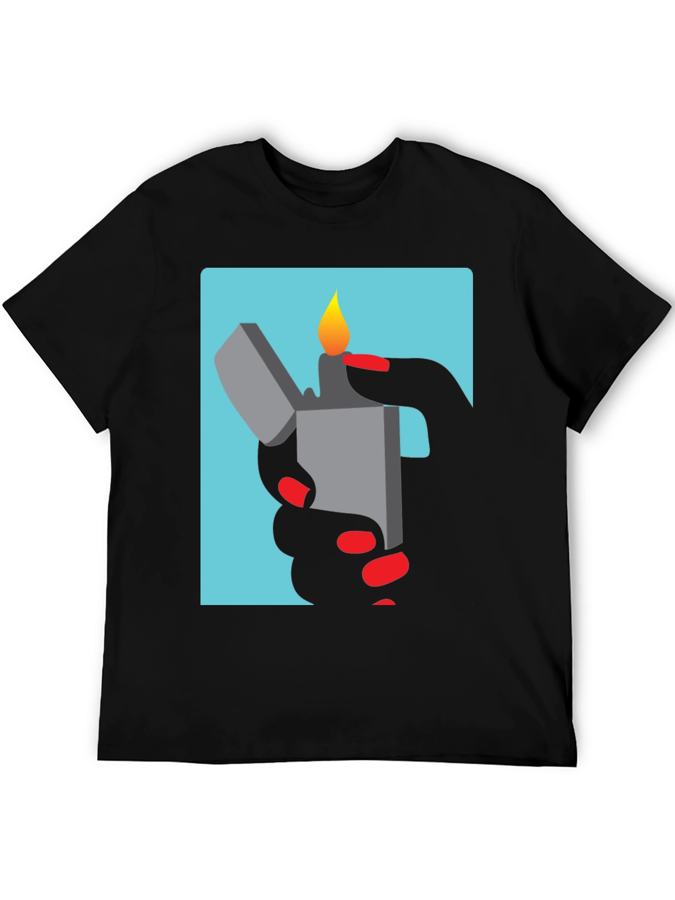 Black Lighter Graphic Tee - Sleek Design, Soft Fabric view 5