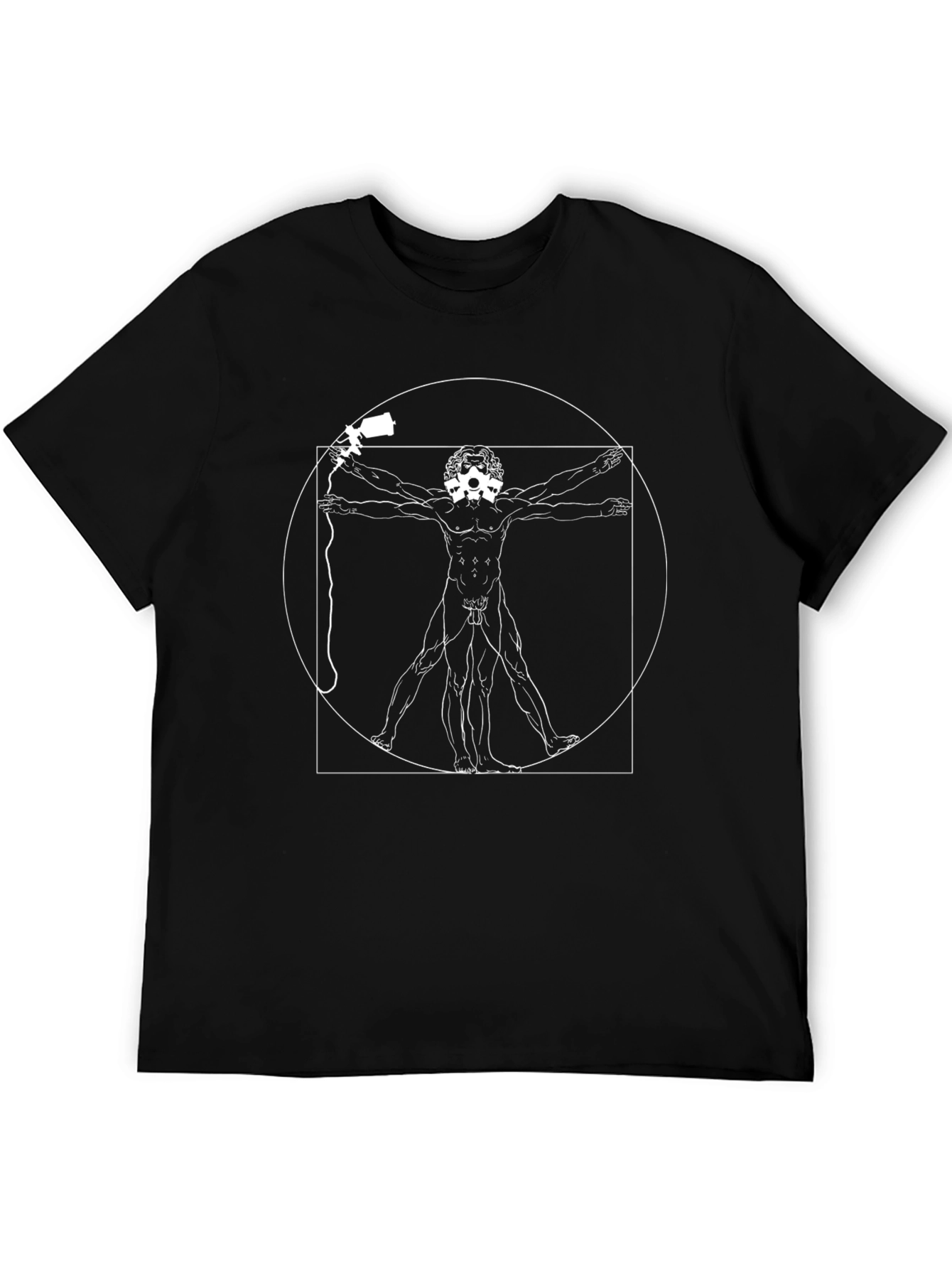 Black Vitruvian Man T-Shirt - Black Graphic Tee view 5
