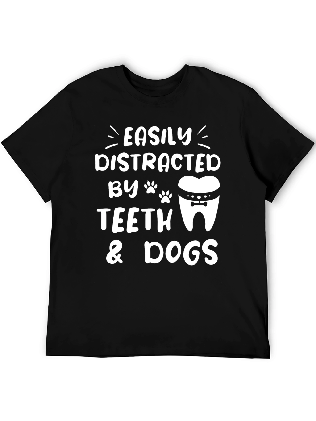 Black Easily Distracted by Teeth & Dogs T-Shirt view 5