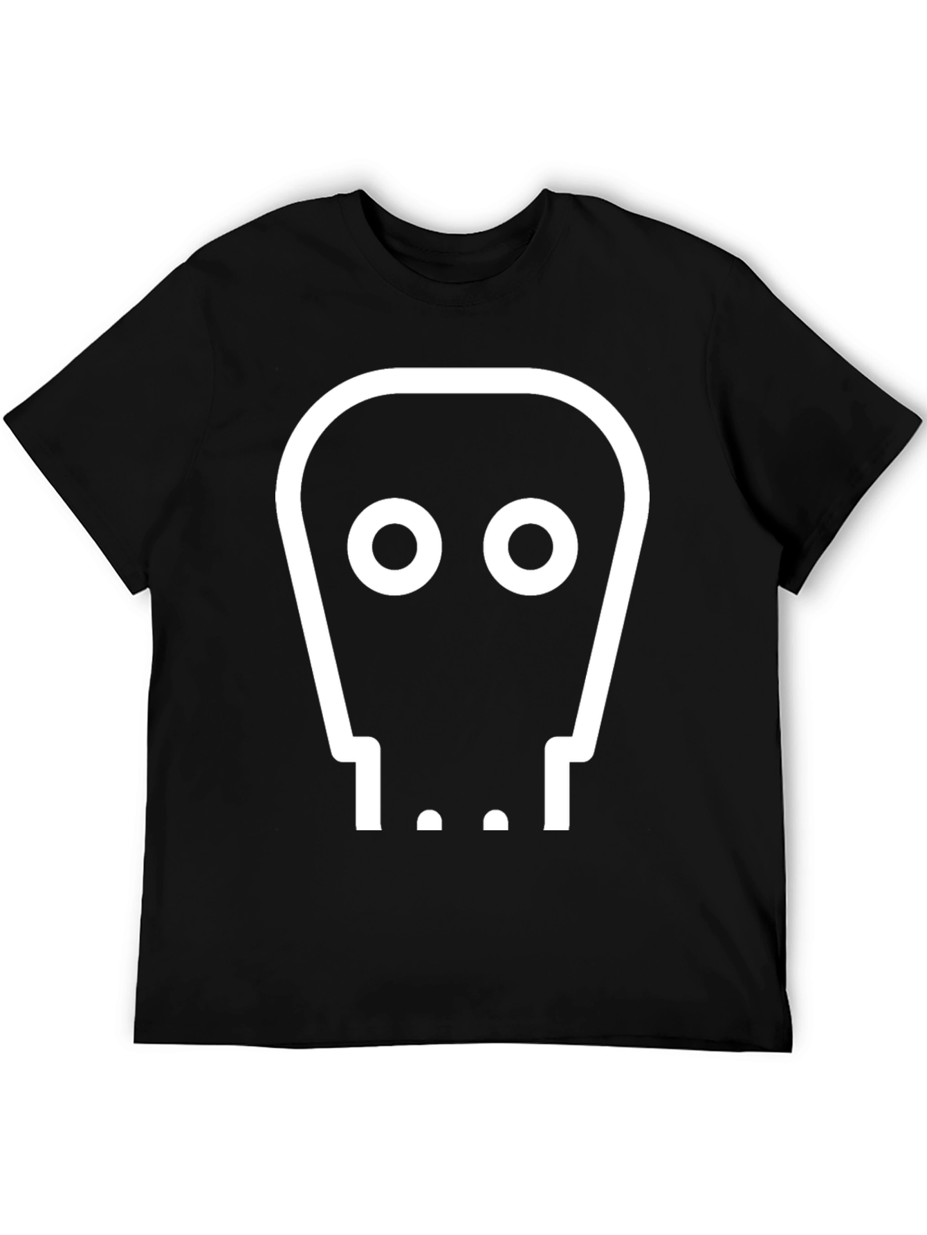 Black Minimalist Graphic Tee - Robot Face Black T-Shirt view 5