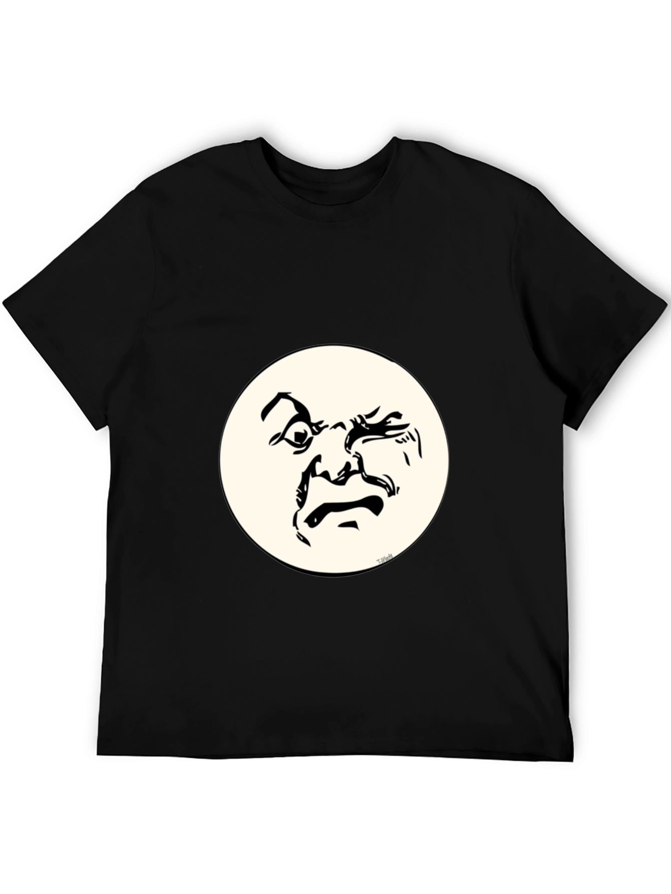 Black Funny Face Graphic T-Shirt - Crew Neck Cotton Tee view 5
