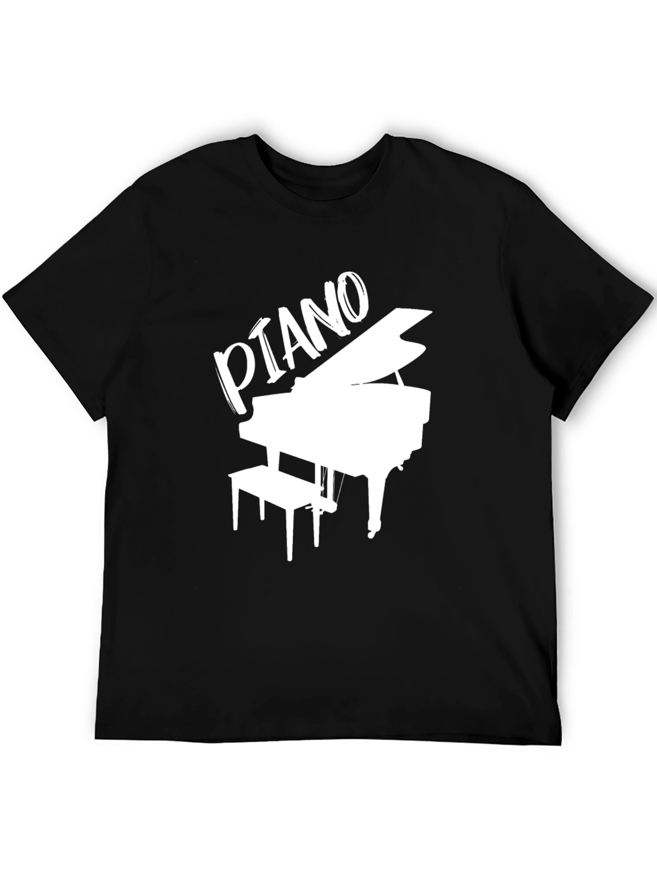 Black Piano Graphic Tee - Black Cotton T-Shirt view 5