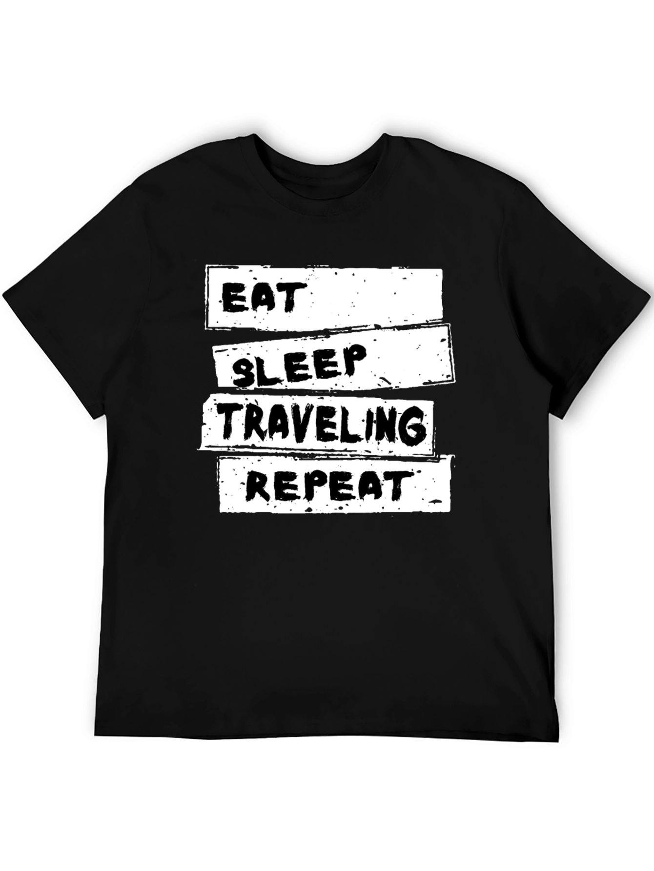 Black Eat Sleep Traveling Repeat Black Graphic Tee view 5