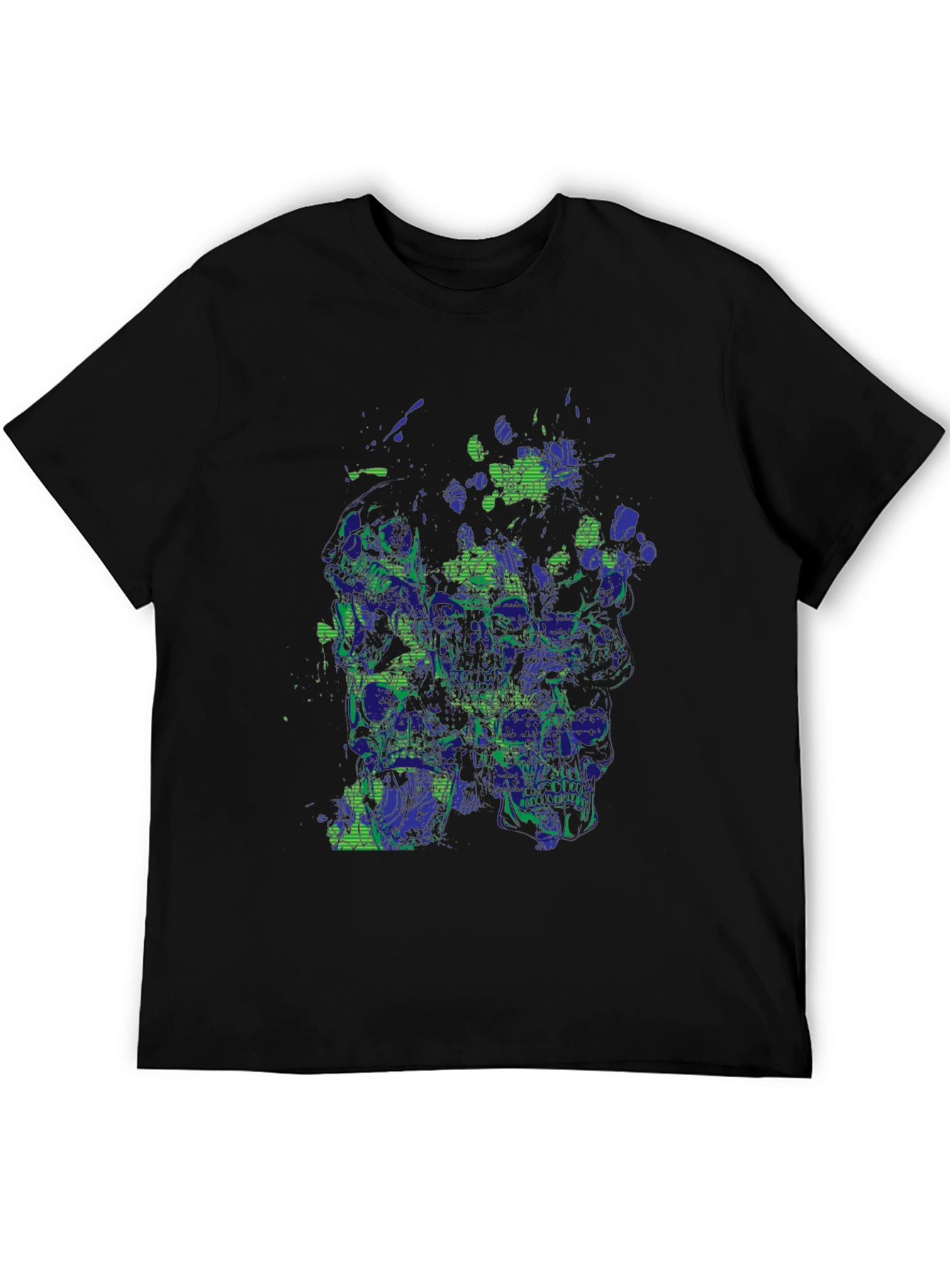 Black Abstract Skull Graphic Print Black T-Shirt view 5