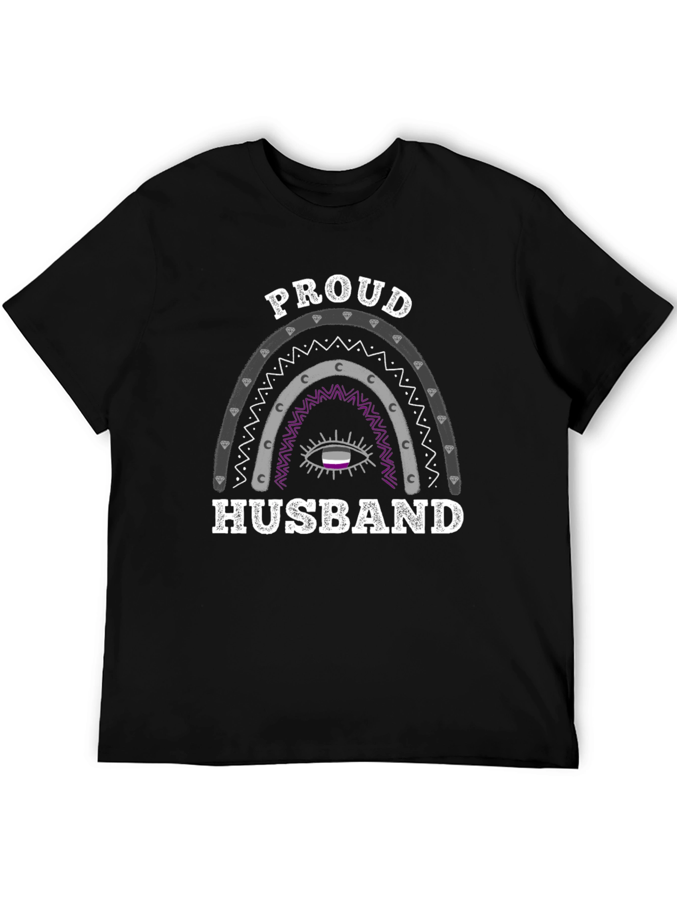 Proud Husband Asexual Pride Rainbow Graphic T-Shirt - 5
