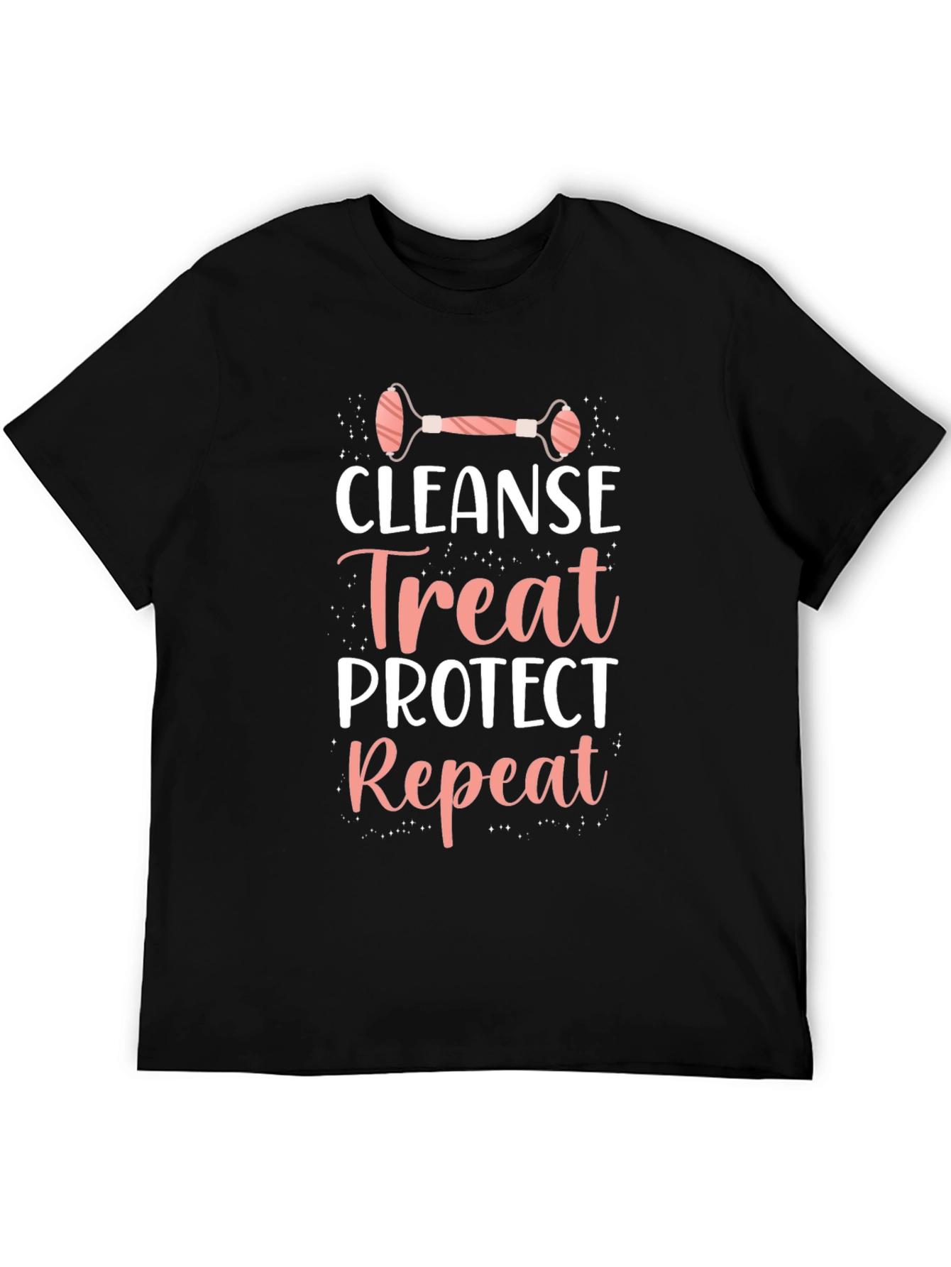 Black Cleanse Treat Protect Repeat T-Shirt - Skincare Routine view 5