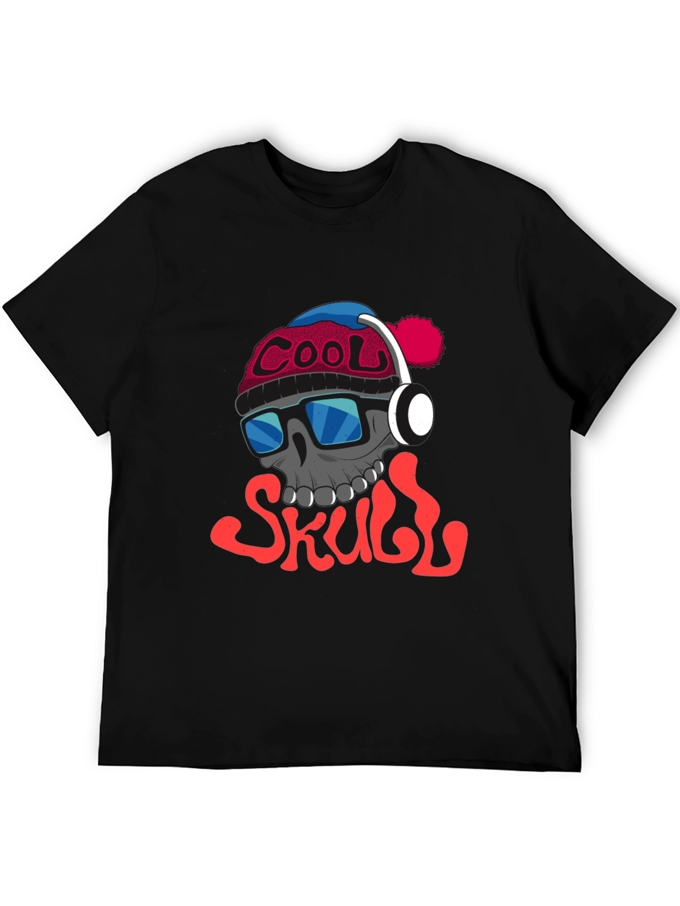 Black Cool Skull Graphic Tee - Trendy Streetwear view 5